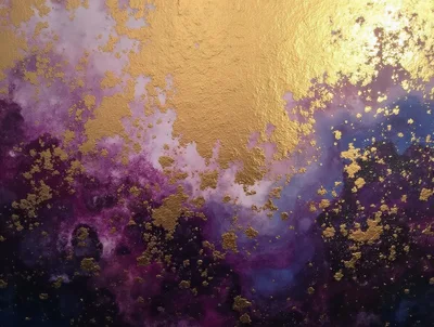 Abstract Gold Leaf And Purple Alcohol Ink Texture