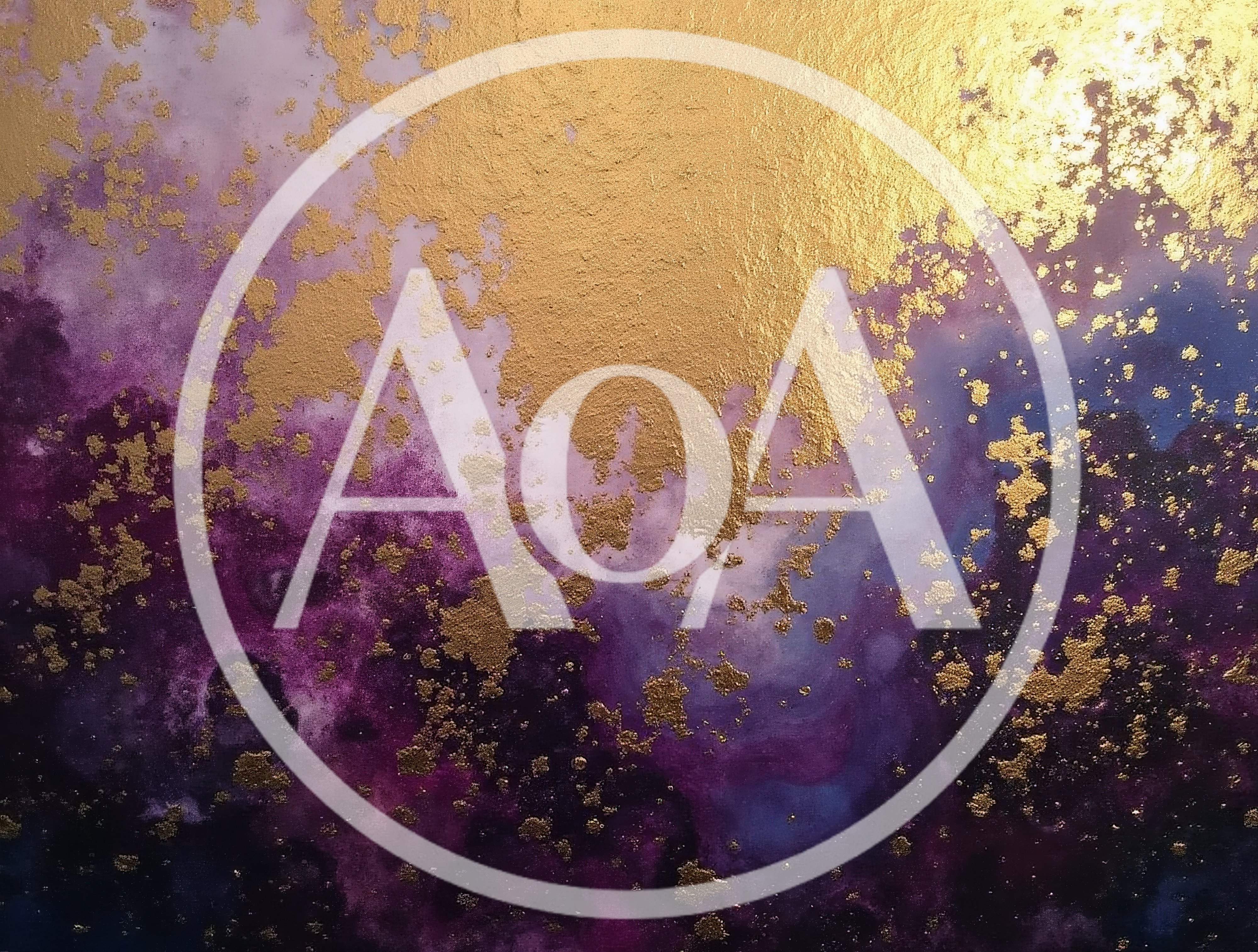 Abstract Gold Leaf And Purple Alcohol Ink Texture