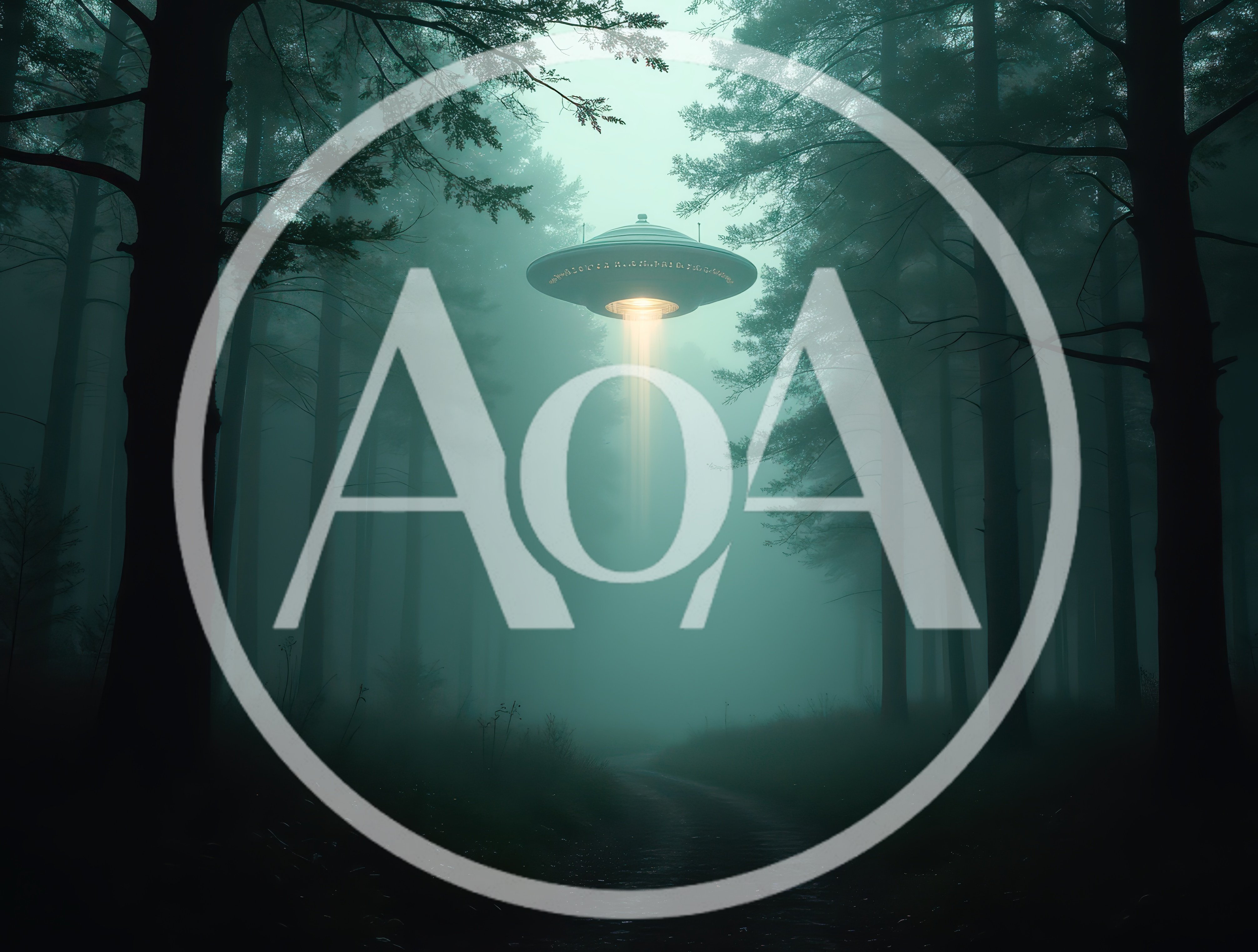 UFO Hovering Above A Misty Forest Path