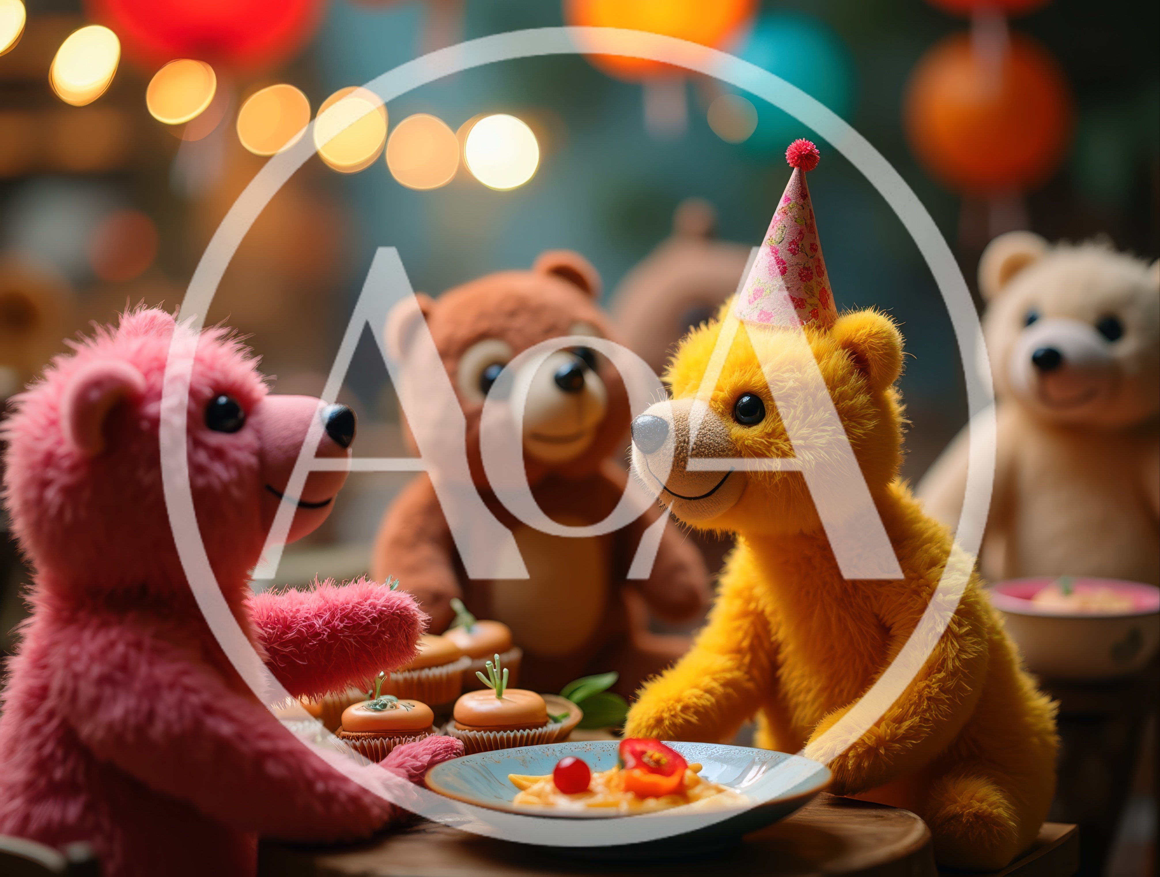 Teddy Bears Having A Festive Birthday Party