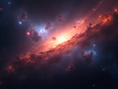 Vibrant Spiral Galaxy With Glowing Nebula Clouds