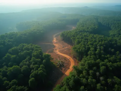 Aerial View Of Deforestation In A Tropical Forest