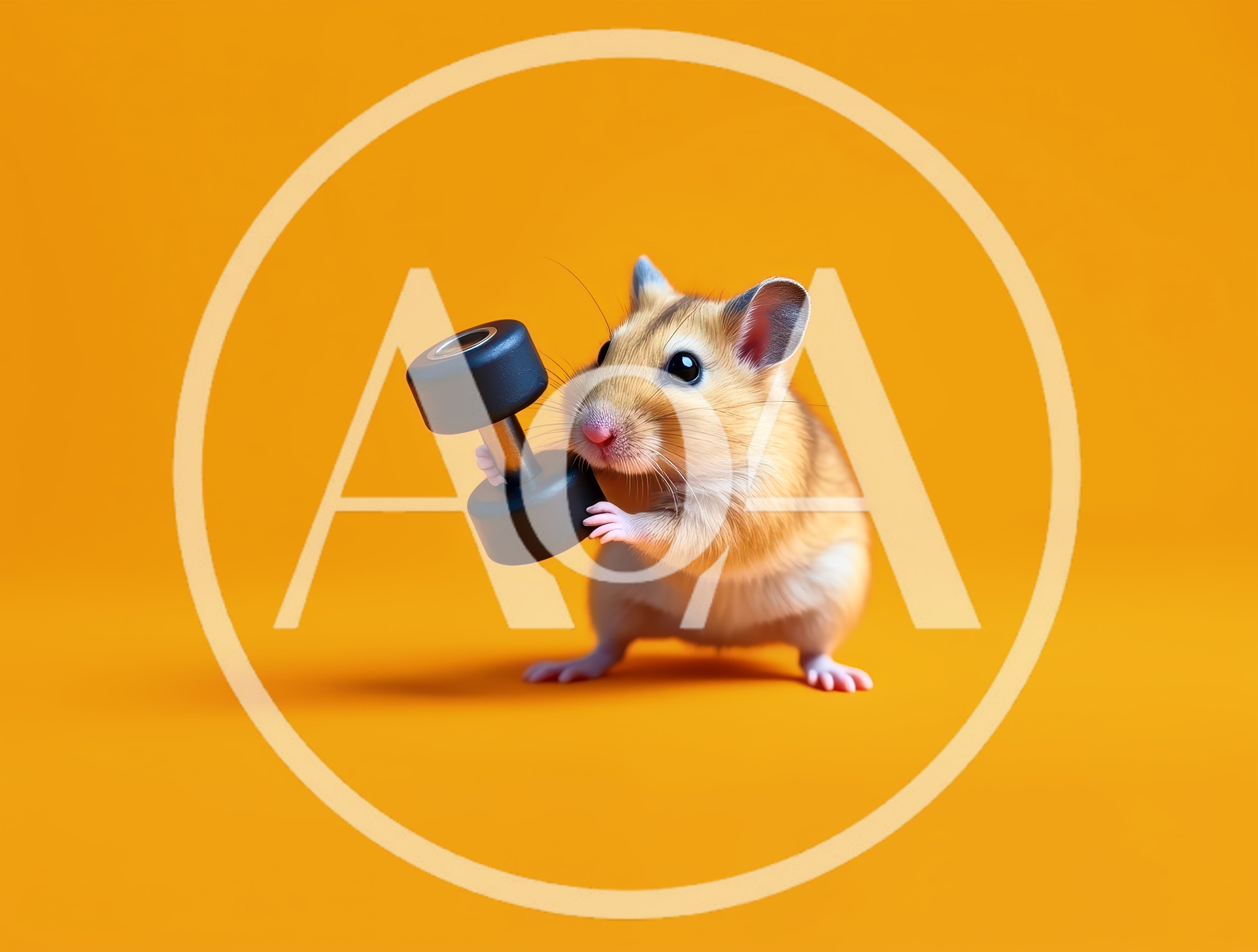 Cute Hamster Lifting A Small Dumbbell