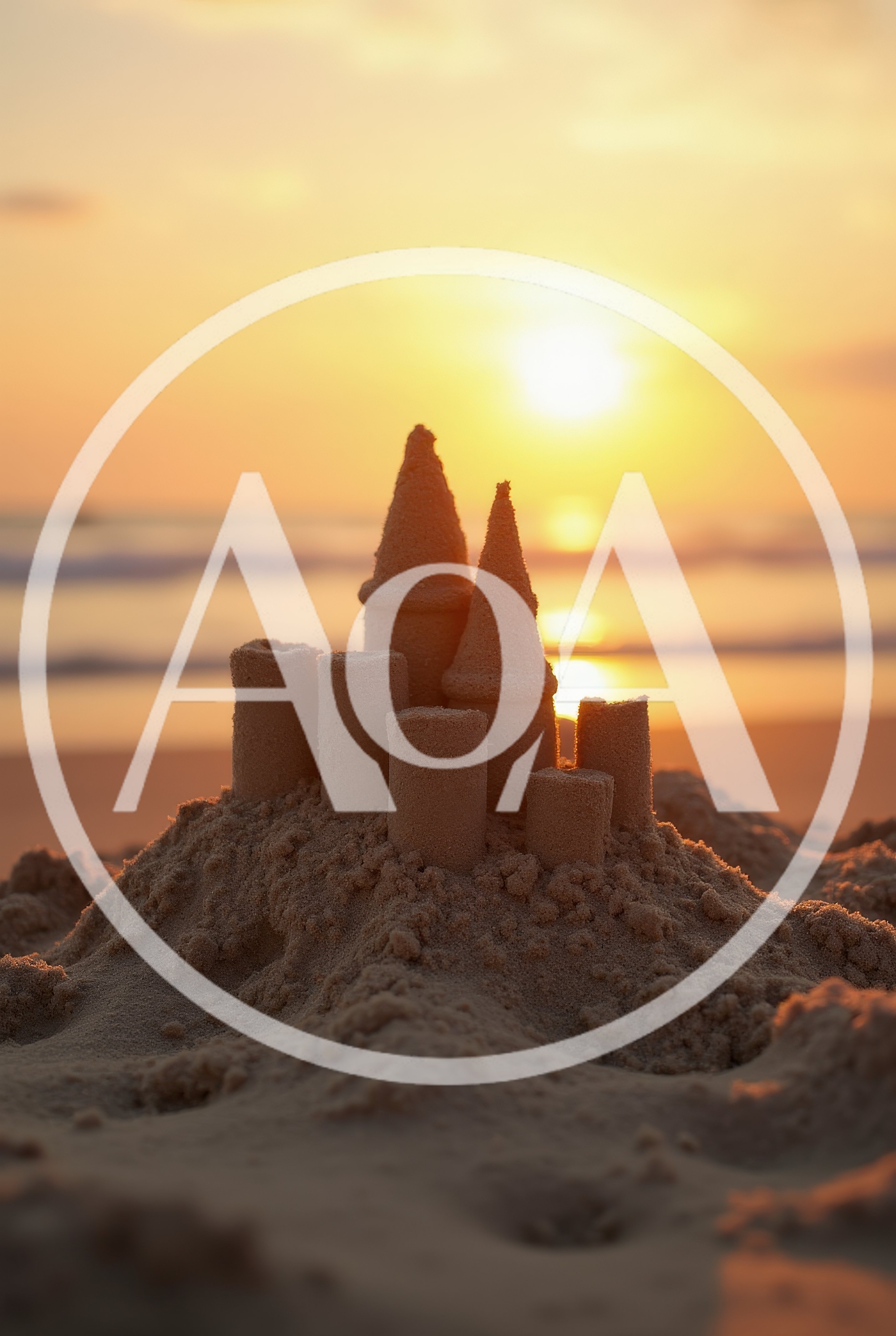 Sandcastle On A Beach At Sunset