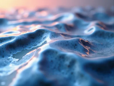 Abstract Wavy Blue Liquid Surface With Soft Lighting
