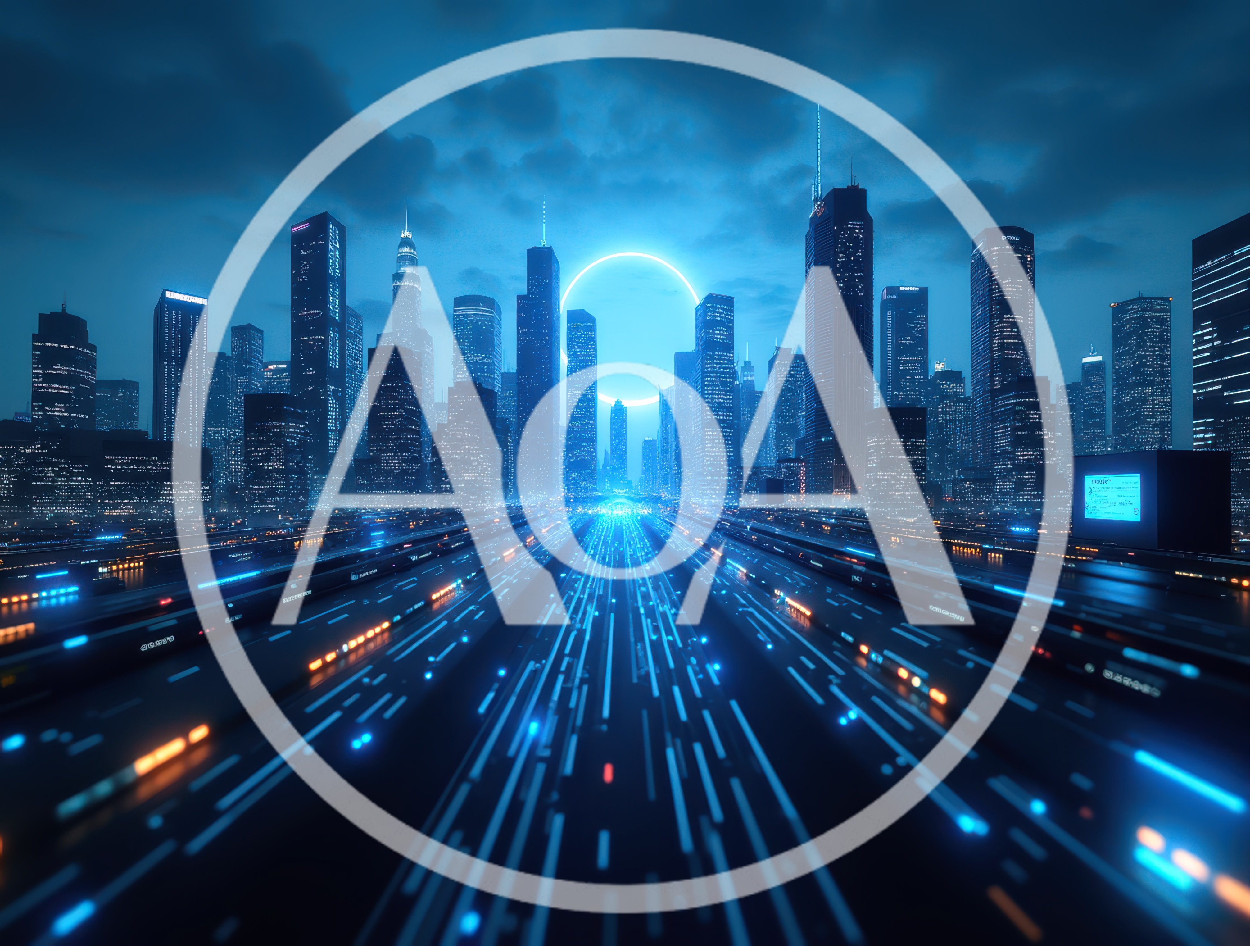 Futuristic Cyberpunk Cityscape With Glowing Light Trails