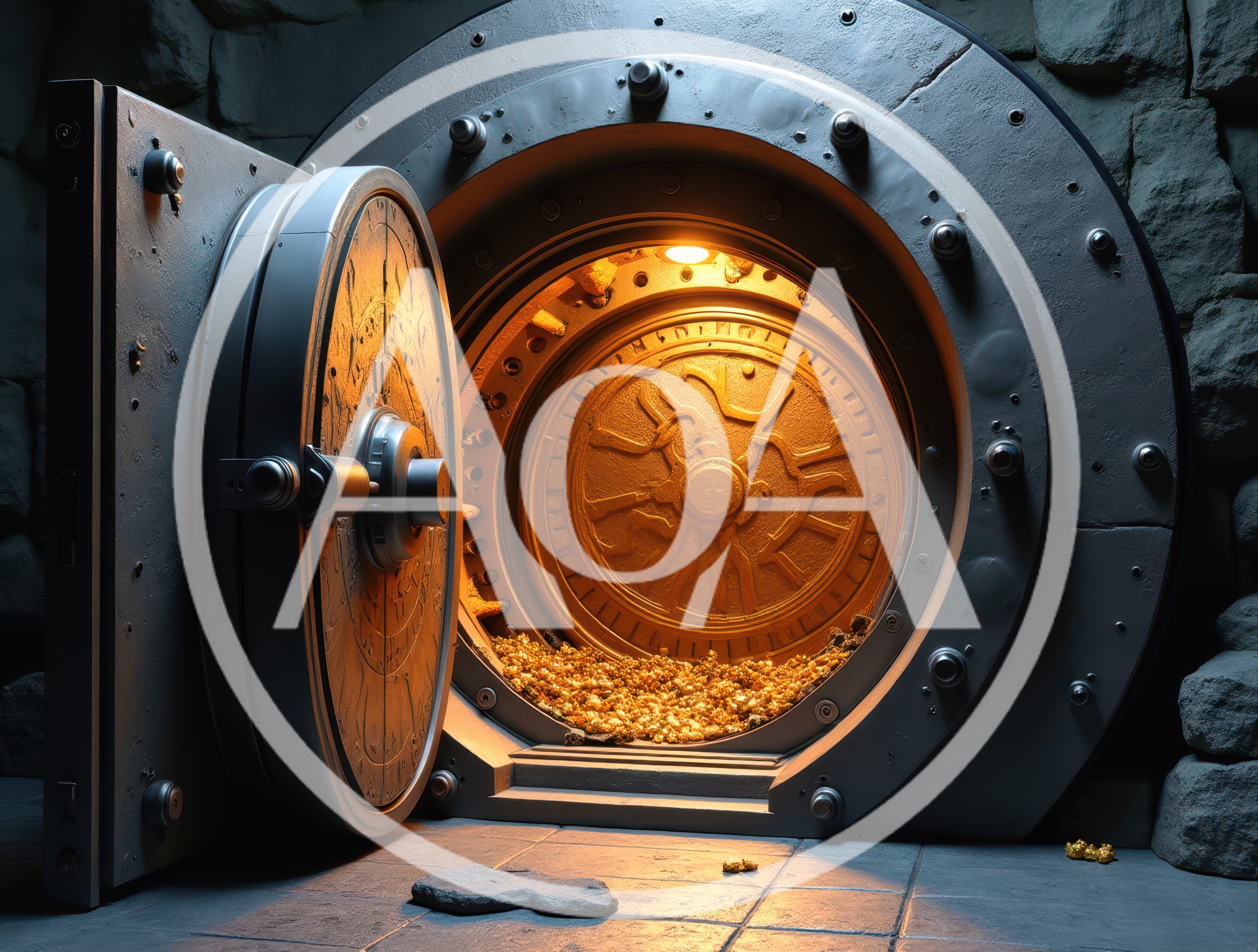 Open Vault Door Filled With Glowing Gold Treasure