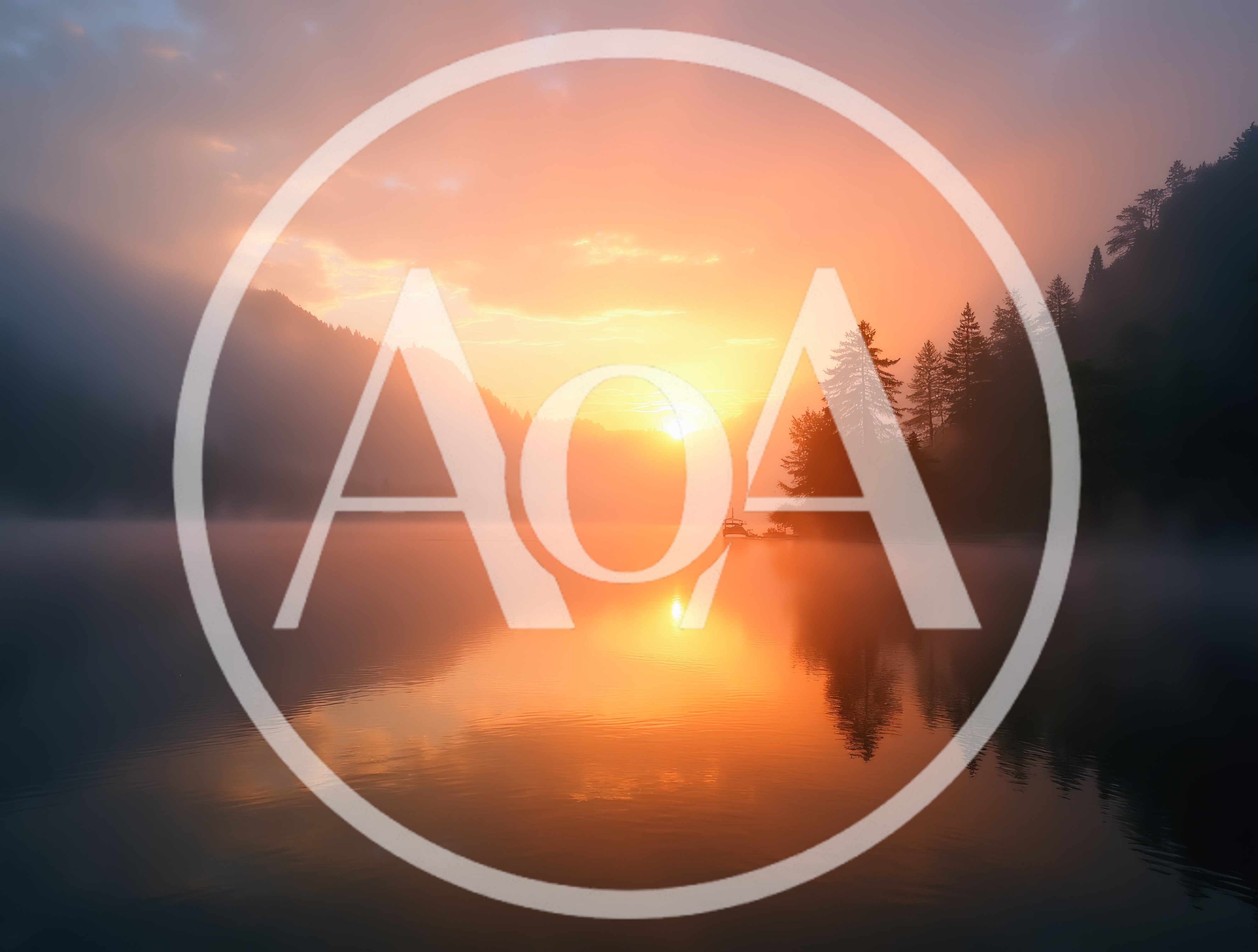 Golden Sunrise Over A Misty Mountain Lake