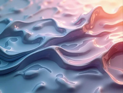 Abstract Liquid Wave Surface With Soft Gradient Lighting