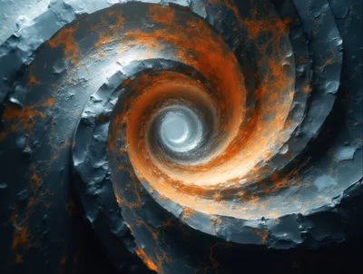 Abstract Spiral Tunnel With Metallic And Rust Textures