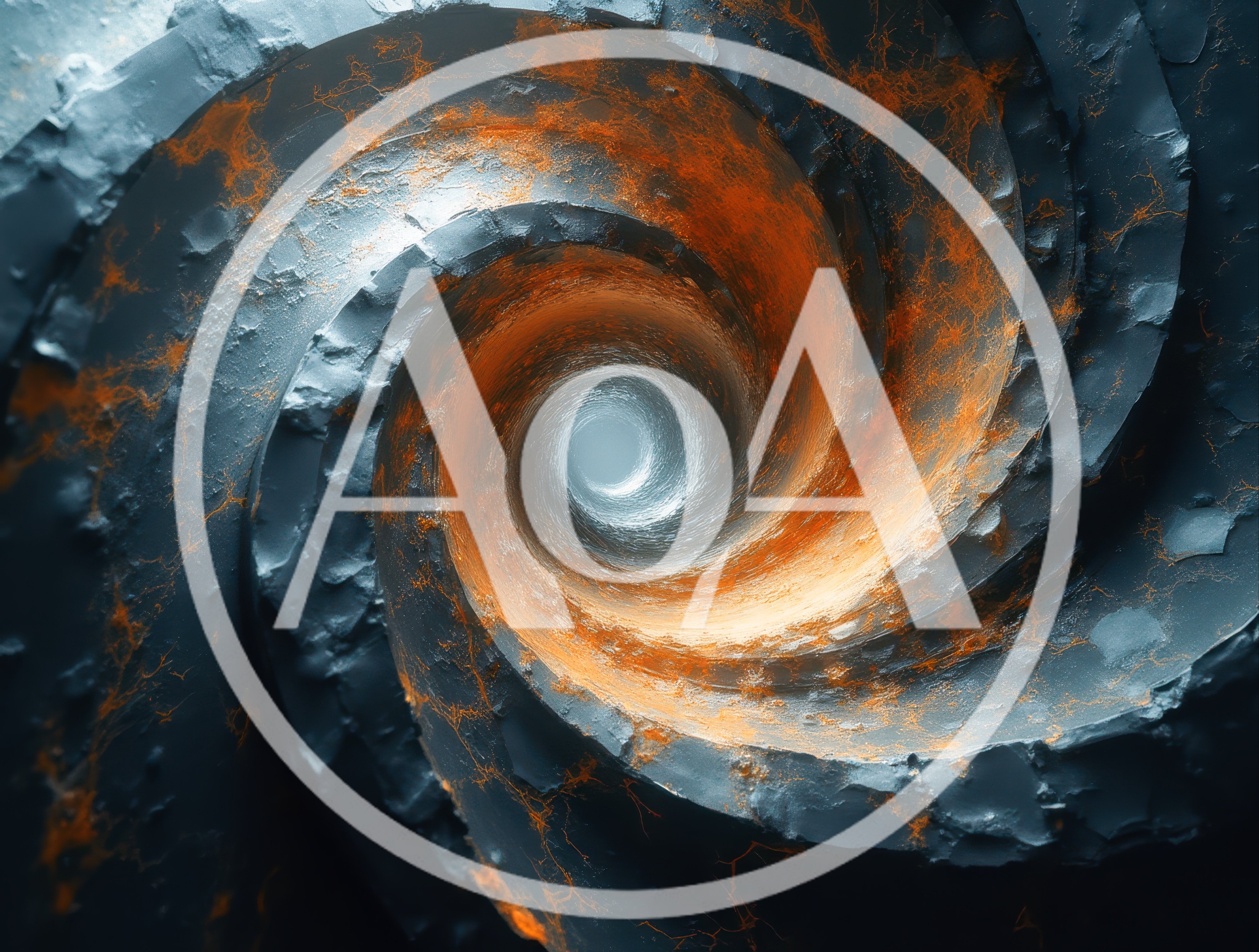 Abstract Spiral Tunnel With Metallic And Rust Textures
