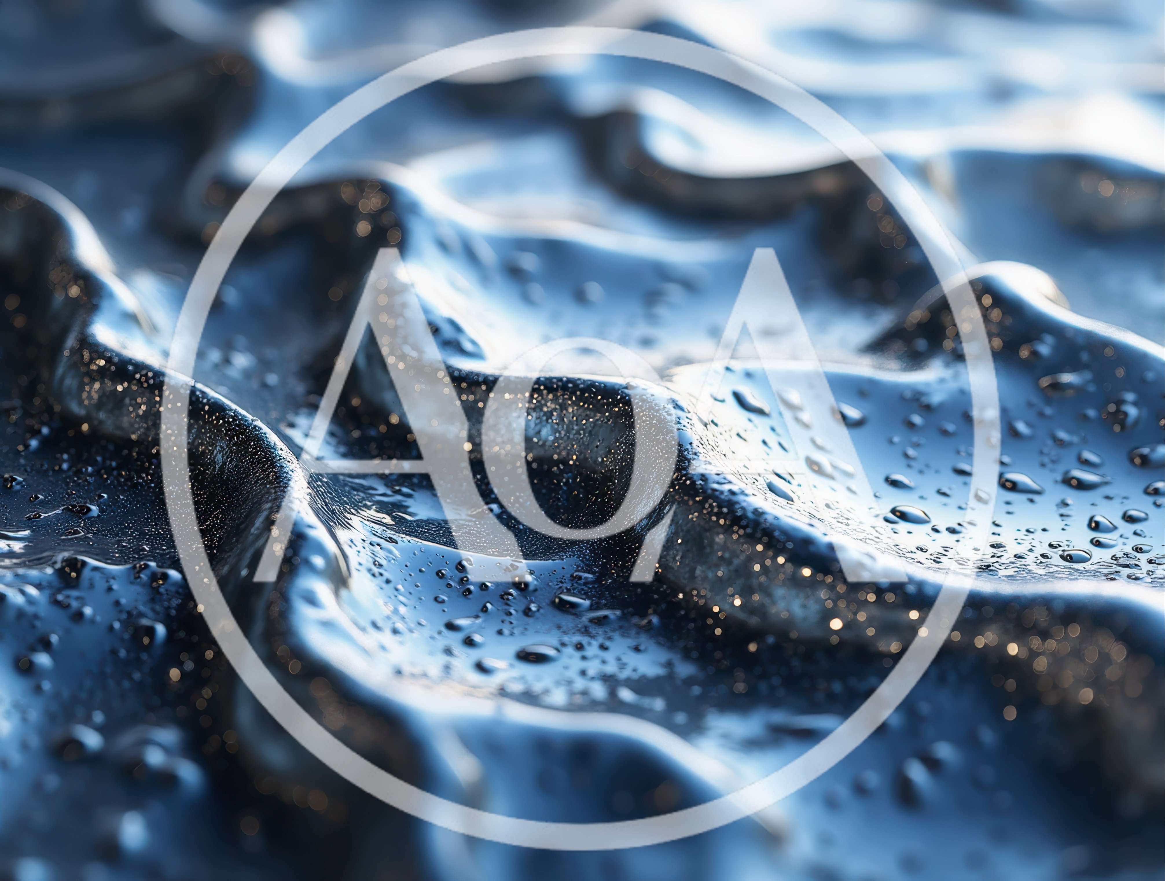 Abstract Wavy Metallic Surface With Water Droplets