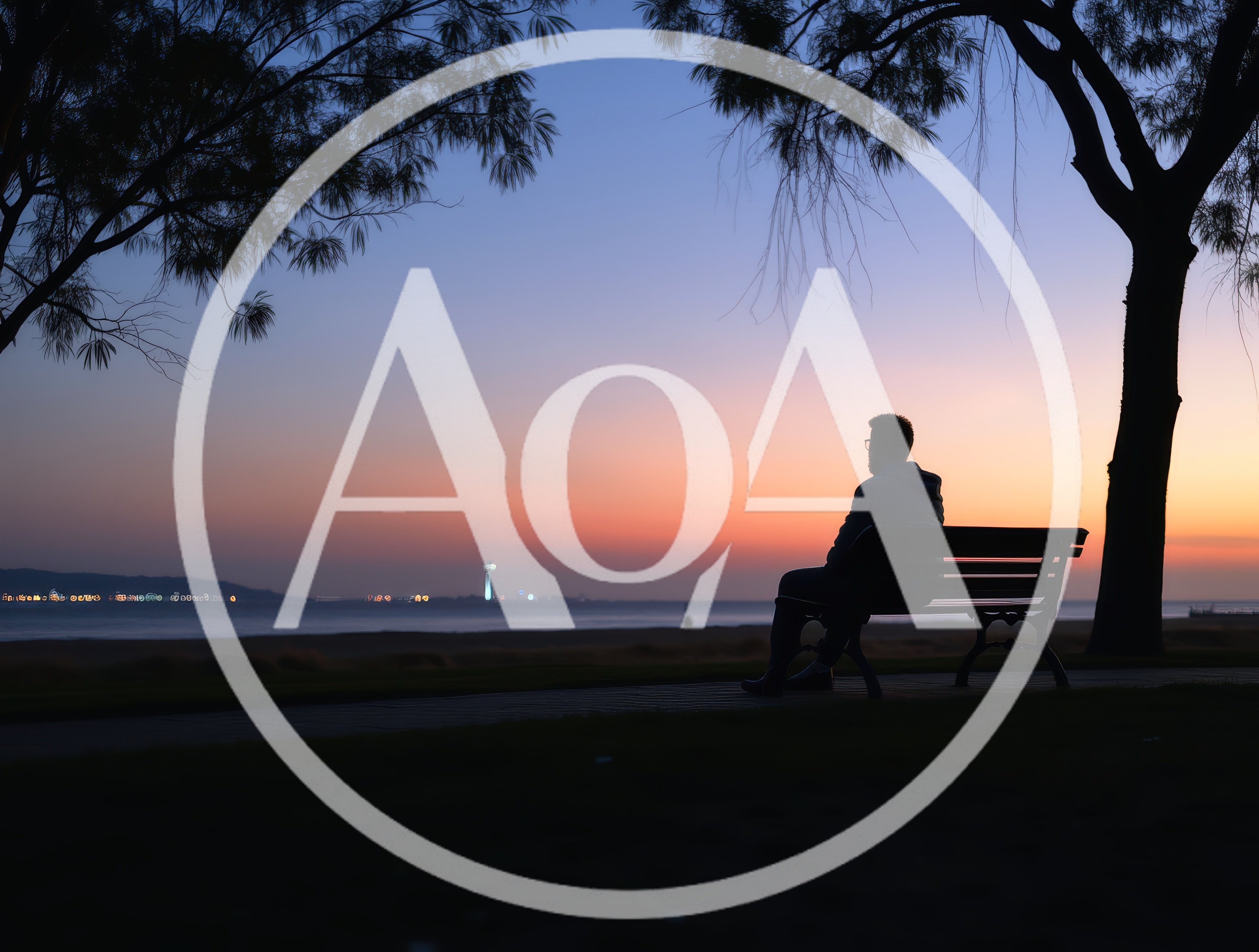 Silhouette Of A Man Sitting On A Park Bench