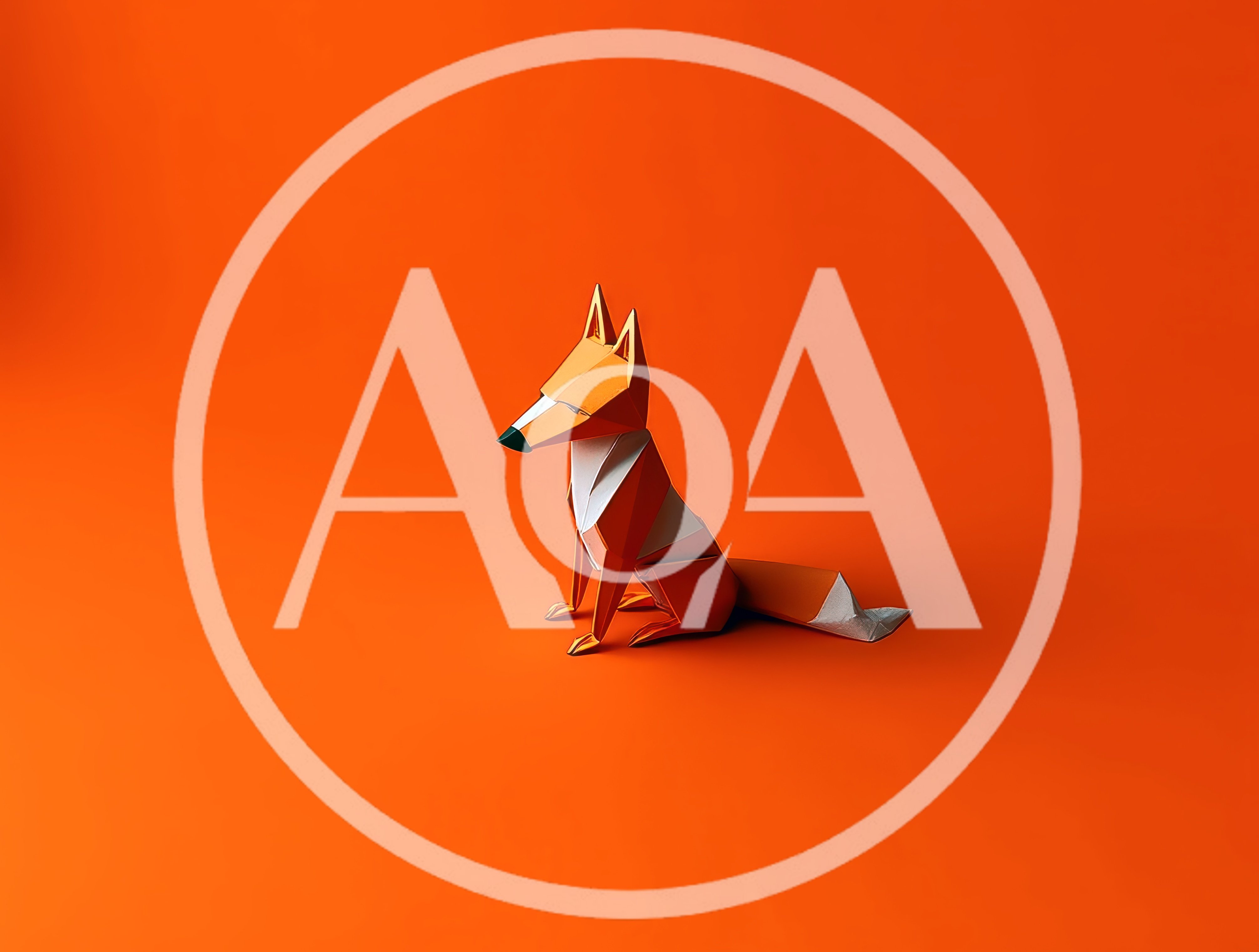 Origami Paper Fox Figurine On Orange Background