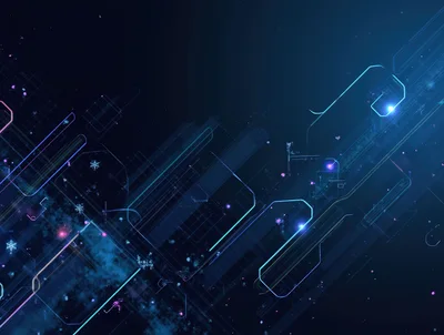 Abstract Digital Technology Background With Glowing Circuit Lines