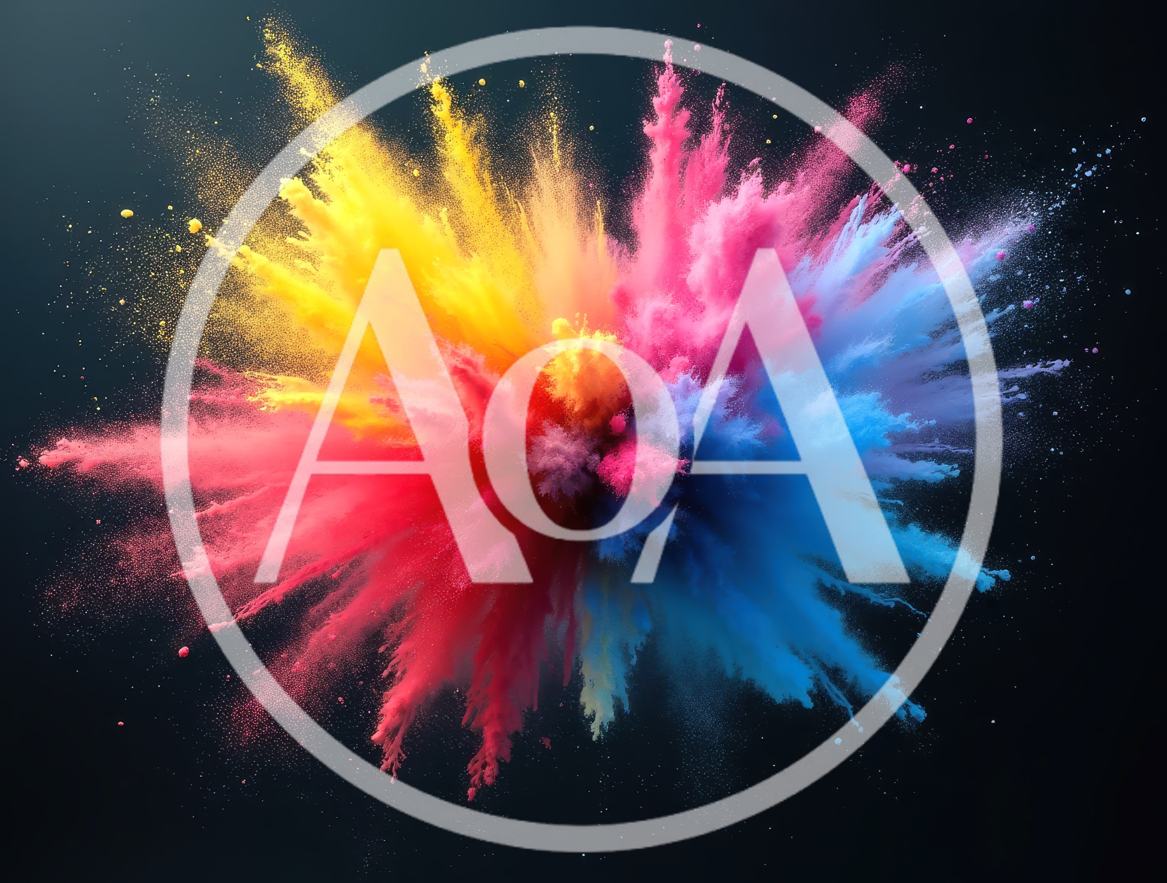 Vibrant Multi-Colored Powder Explosion Against Black Background