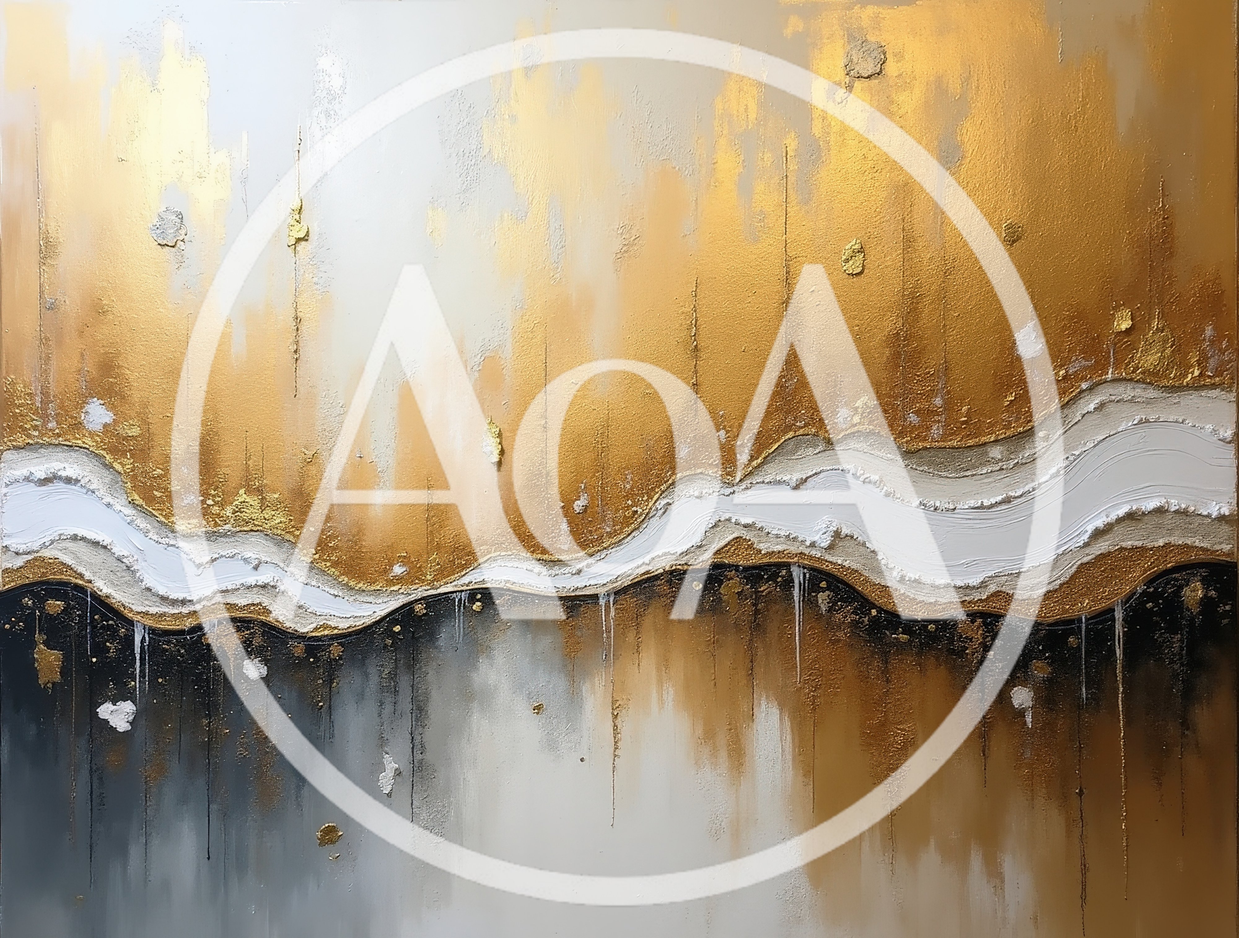 Abstract Gold And Black Textured Oil Painting