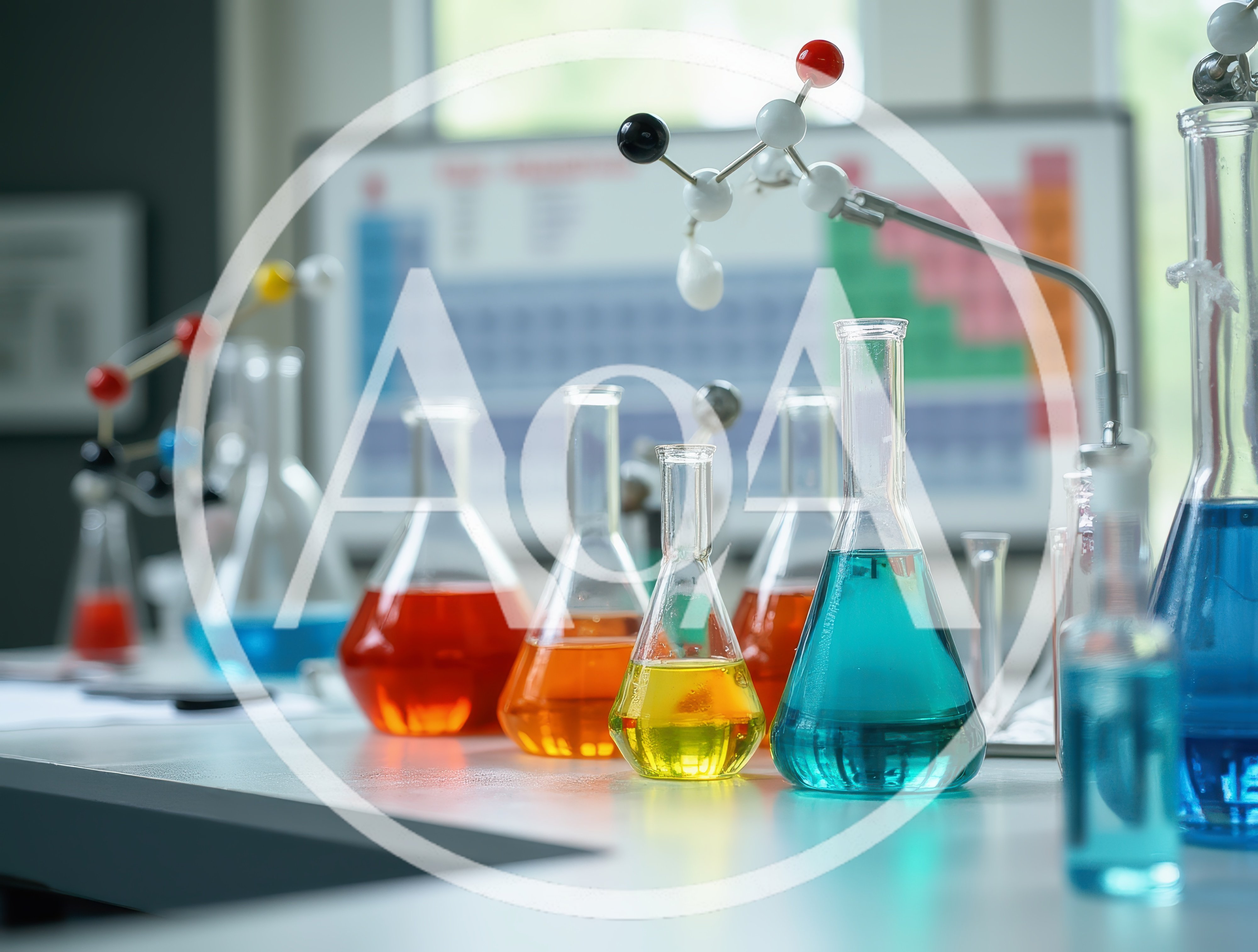 Laboratory Glassware With Colorful Chemical Solutions