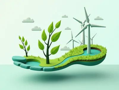 3D Illustration of Sustainable Green Energy Concept