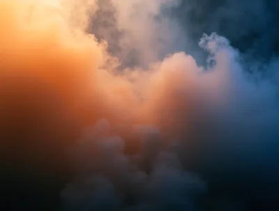 Abstract Clouds With Golden And Blue Lighting