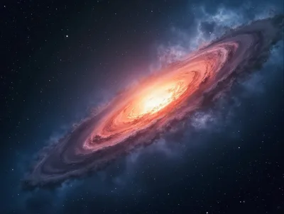Spiral Galaxy Rotating In Deep Space