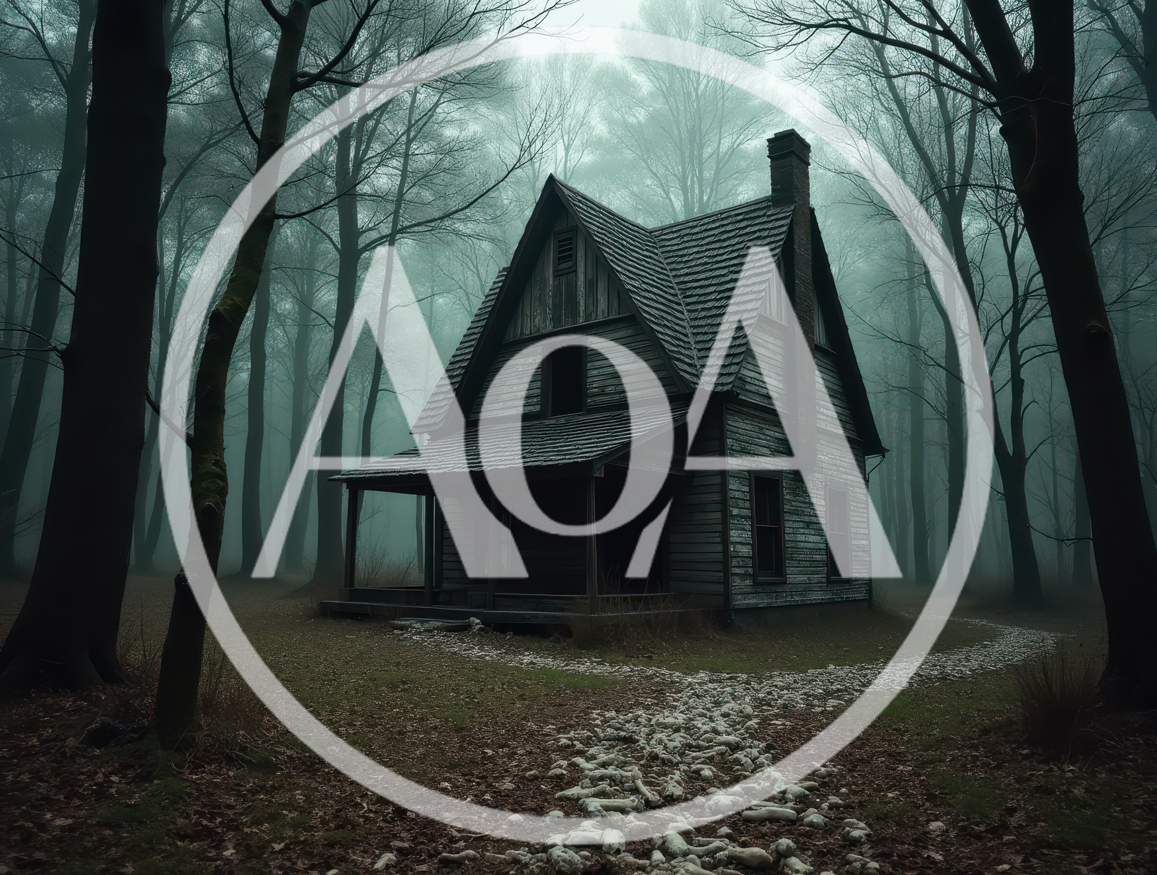 Abandoned Wooden House In A Misty Forest