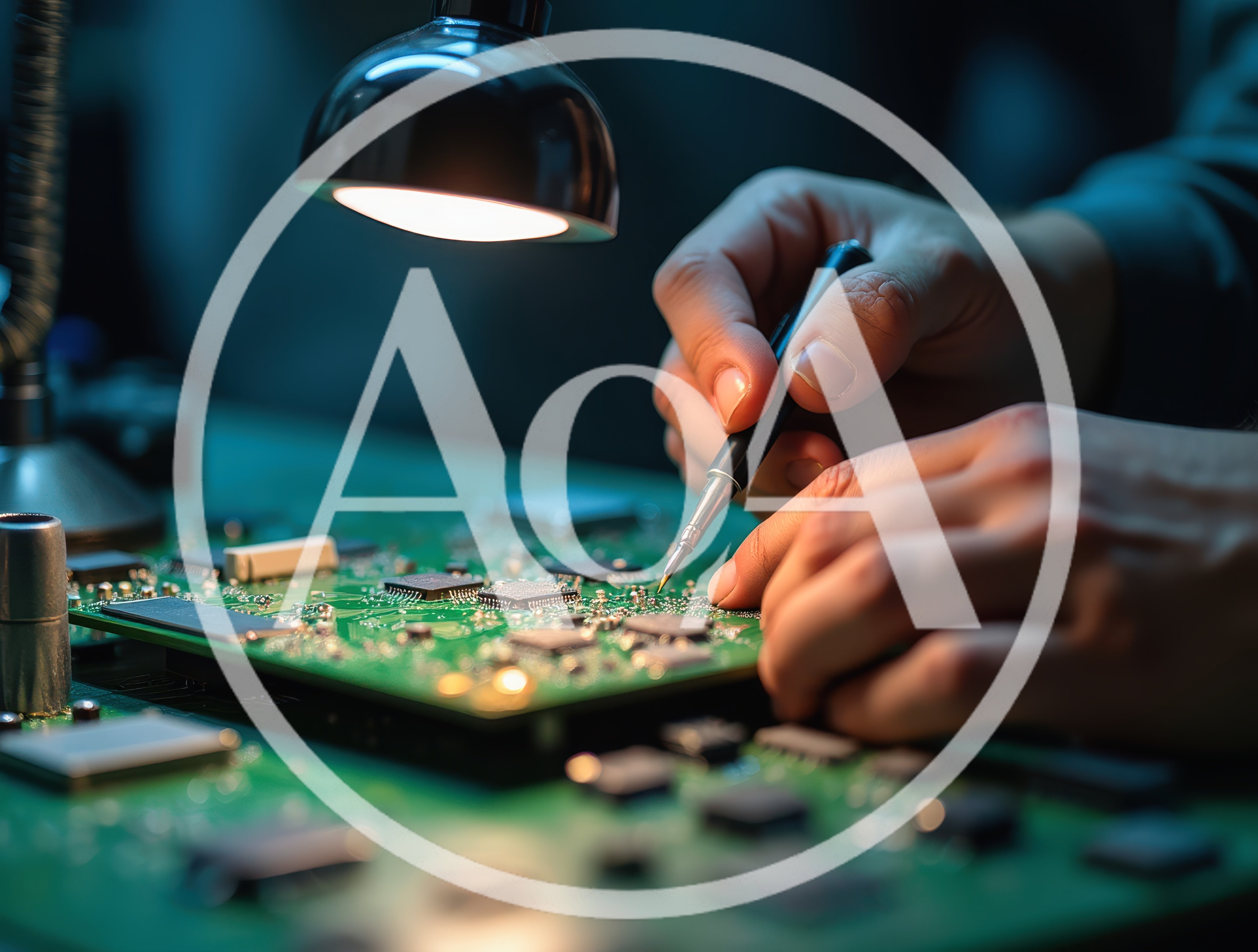 Technician Repairing Electronic Circuit Board With Precision Tool