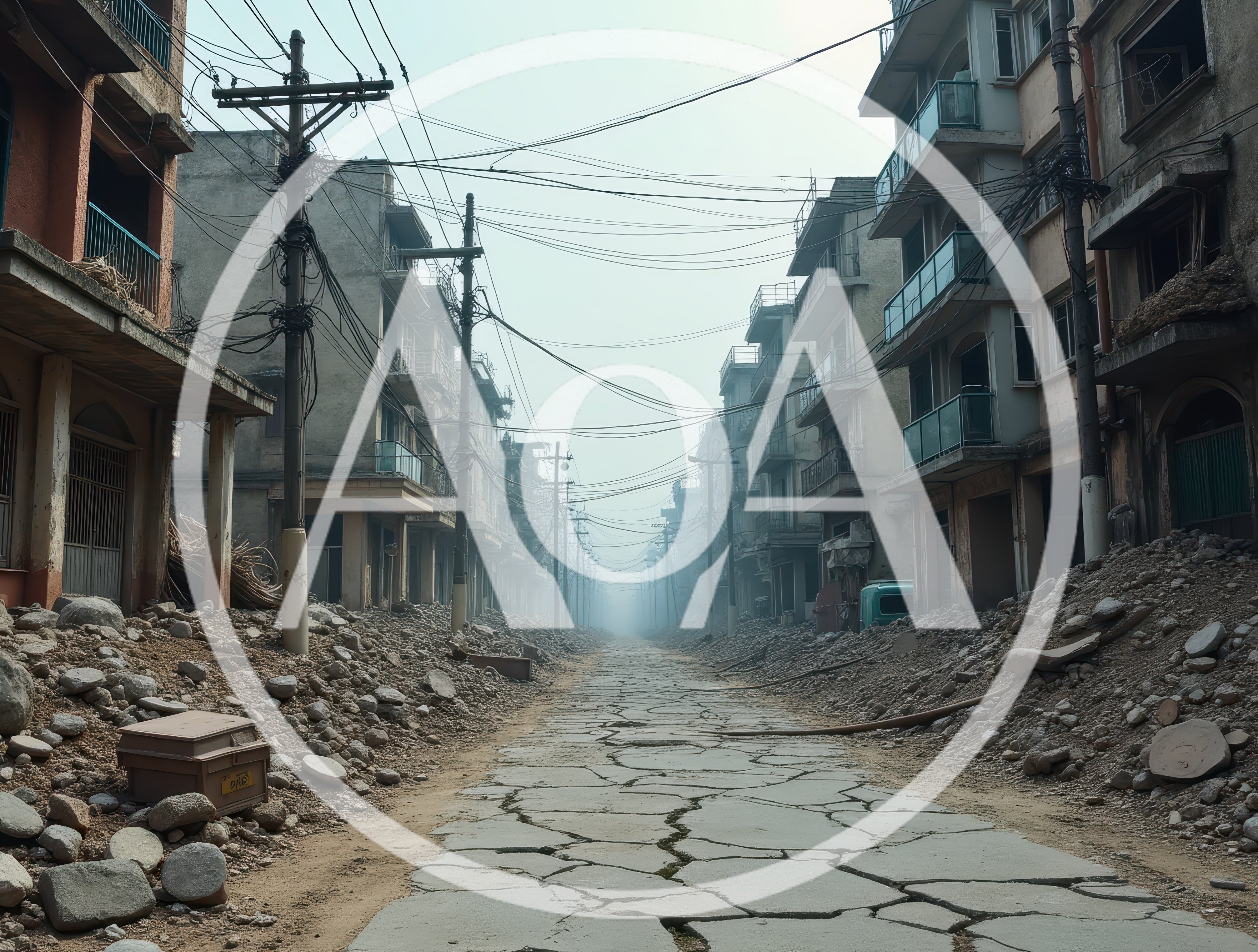 Desolate Street Scene In A Ruined City