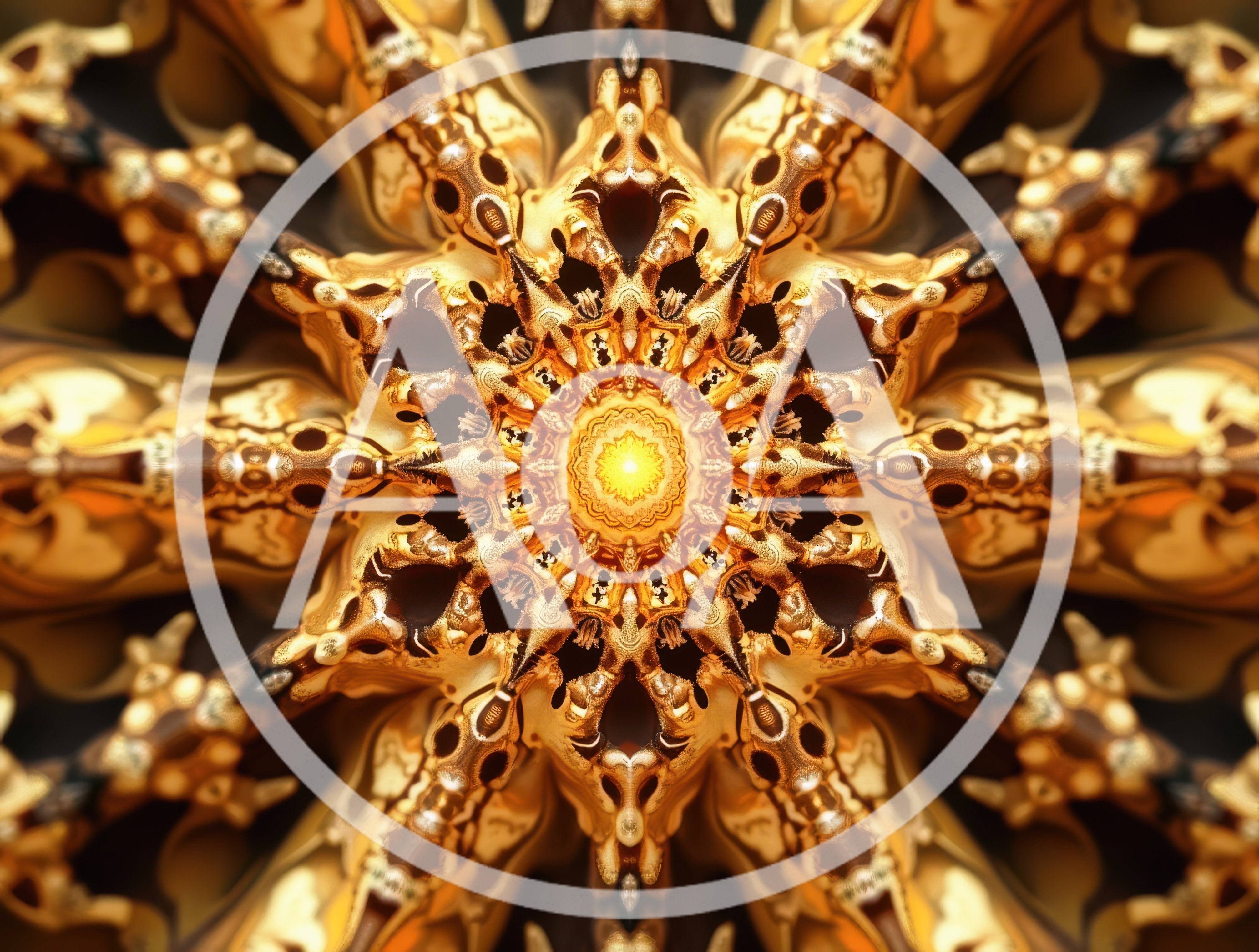 Abstract Golden Fractal Kaleidoscope Pattern