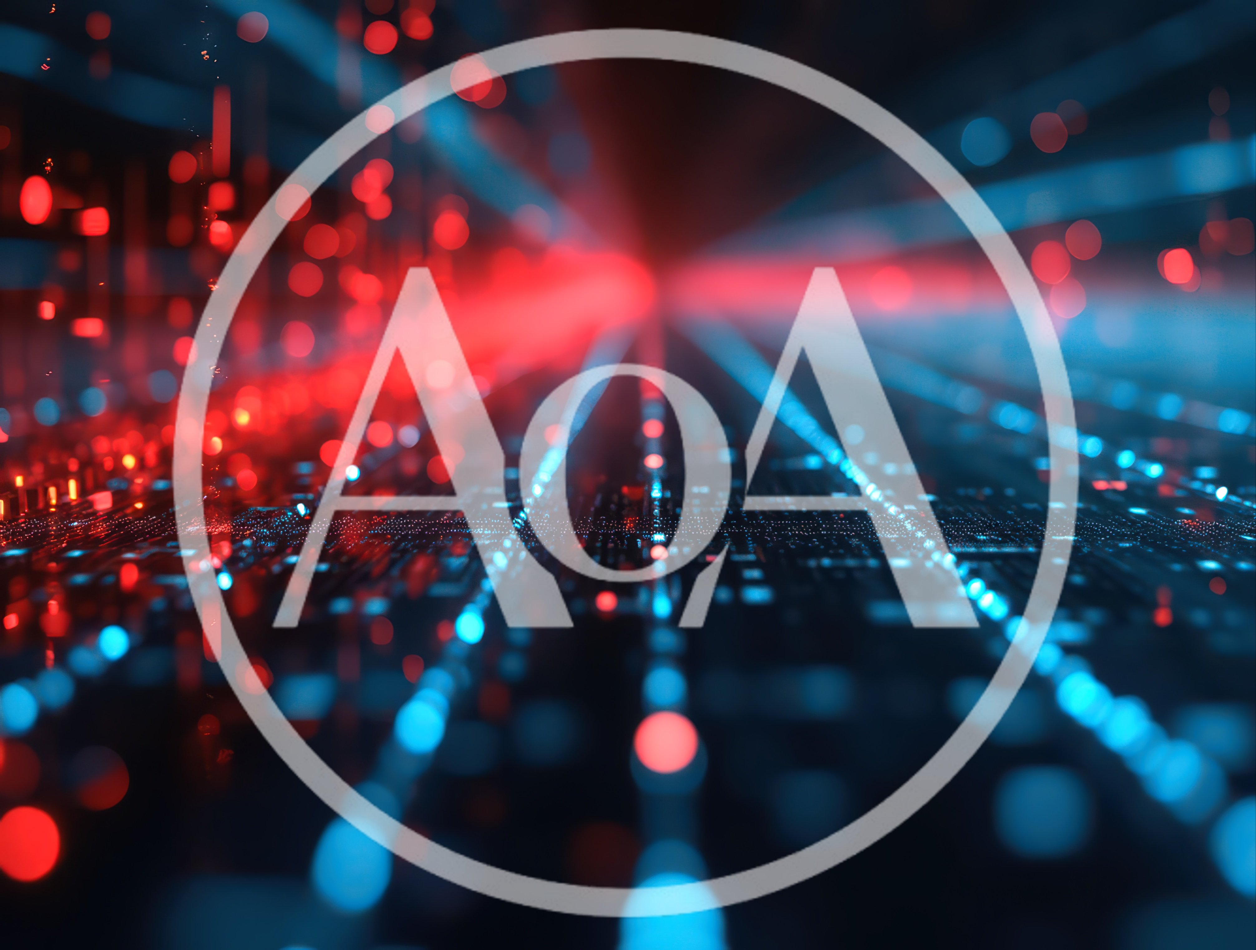 Abstract Digital Data Streams With Glowing Red And Blue