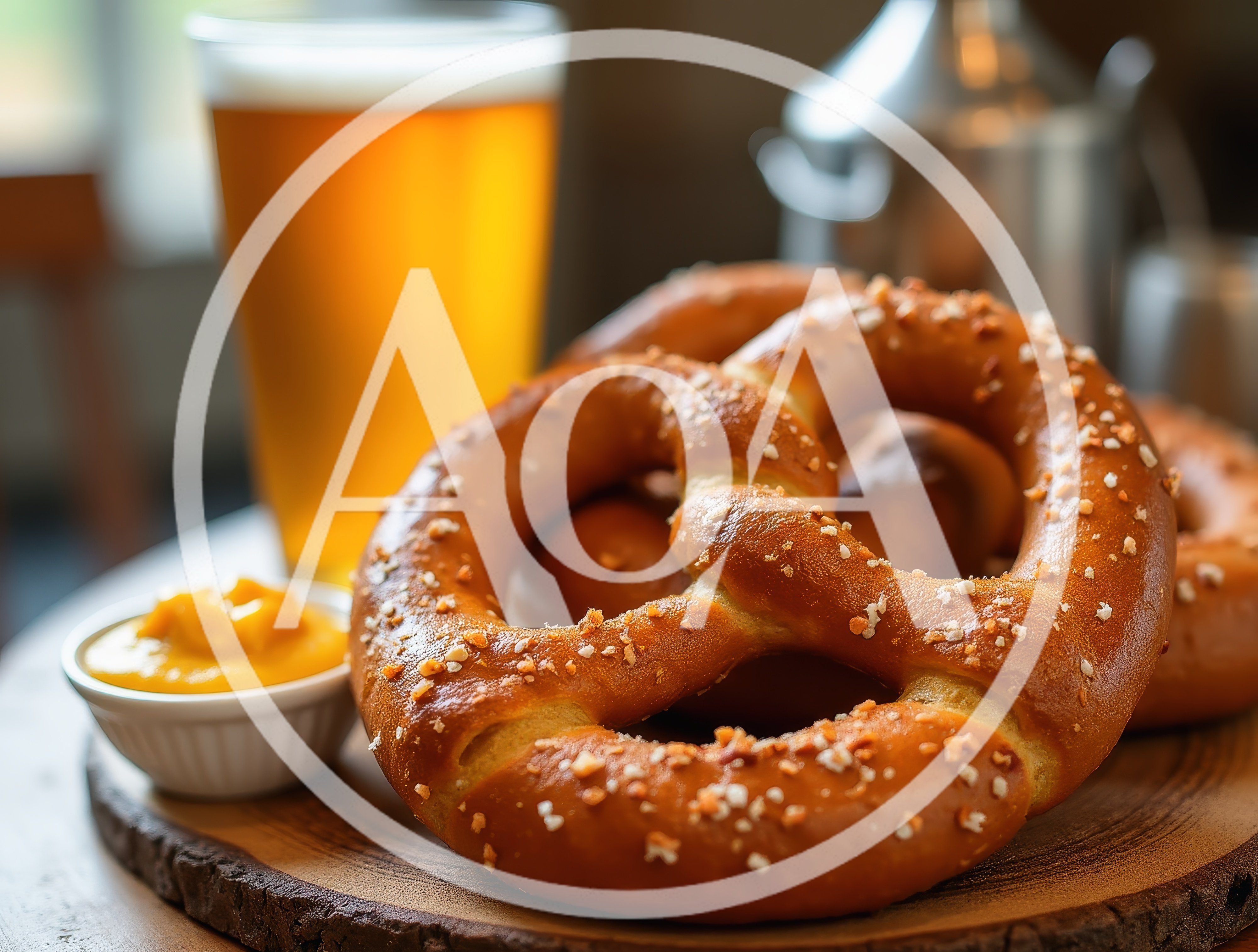 Fresh Soft Pretzels With Mustard And Beer