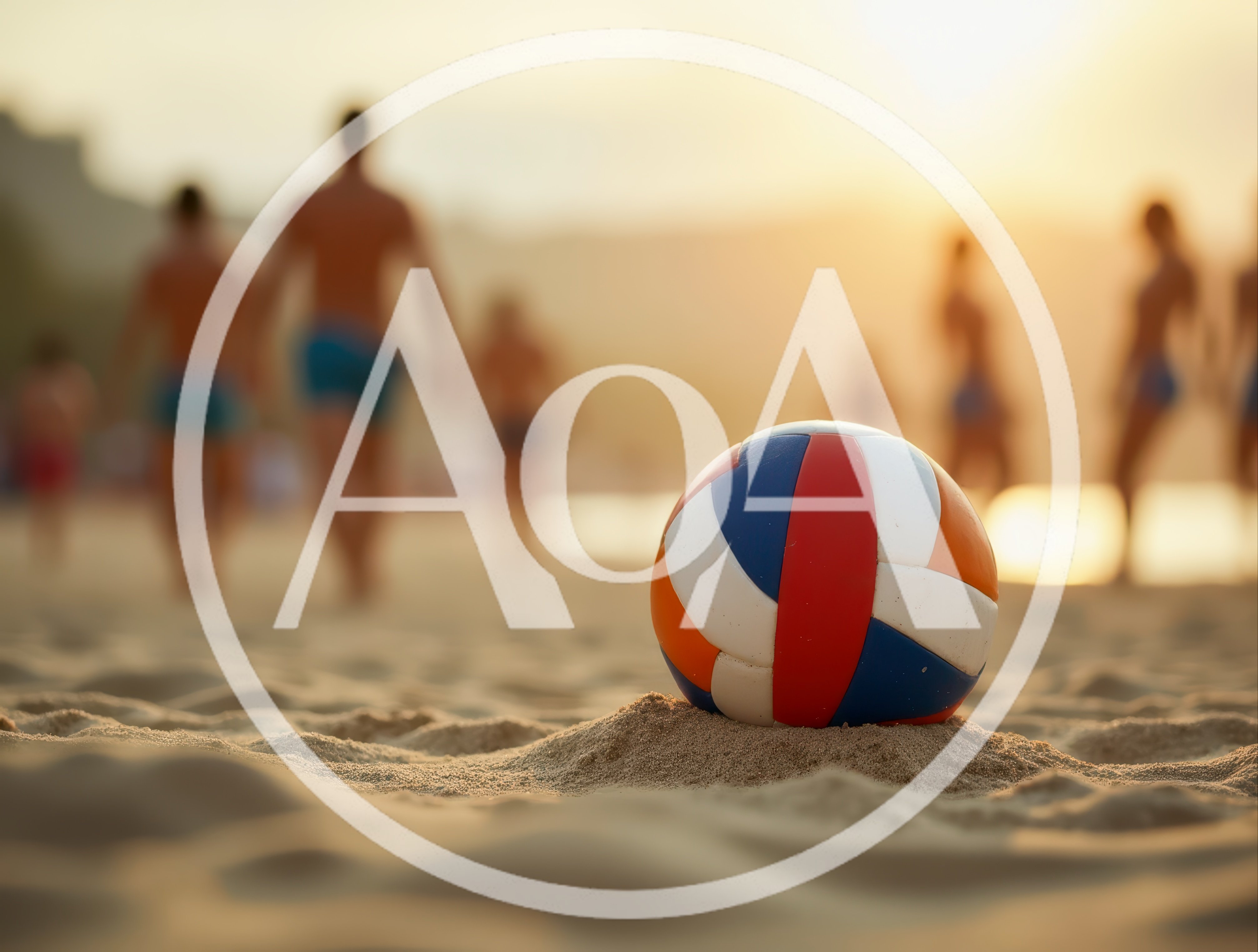 Volleyball Resting On Sandy Beach At Sunset