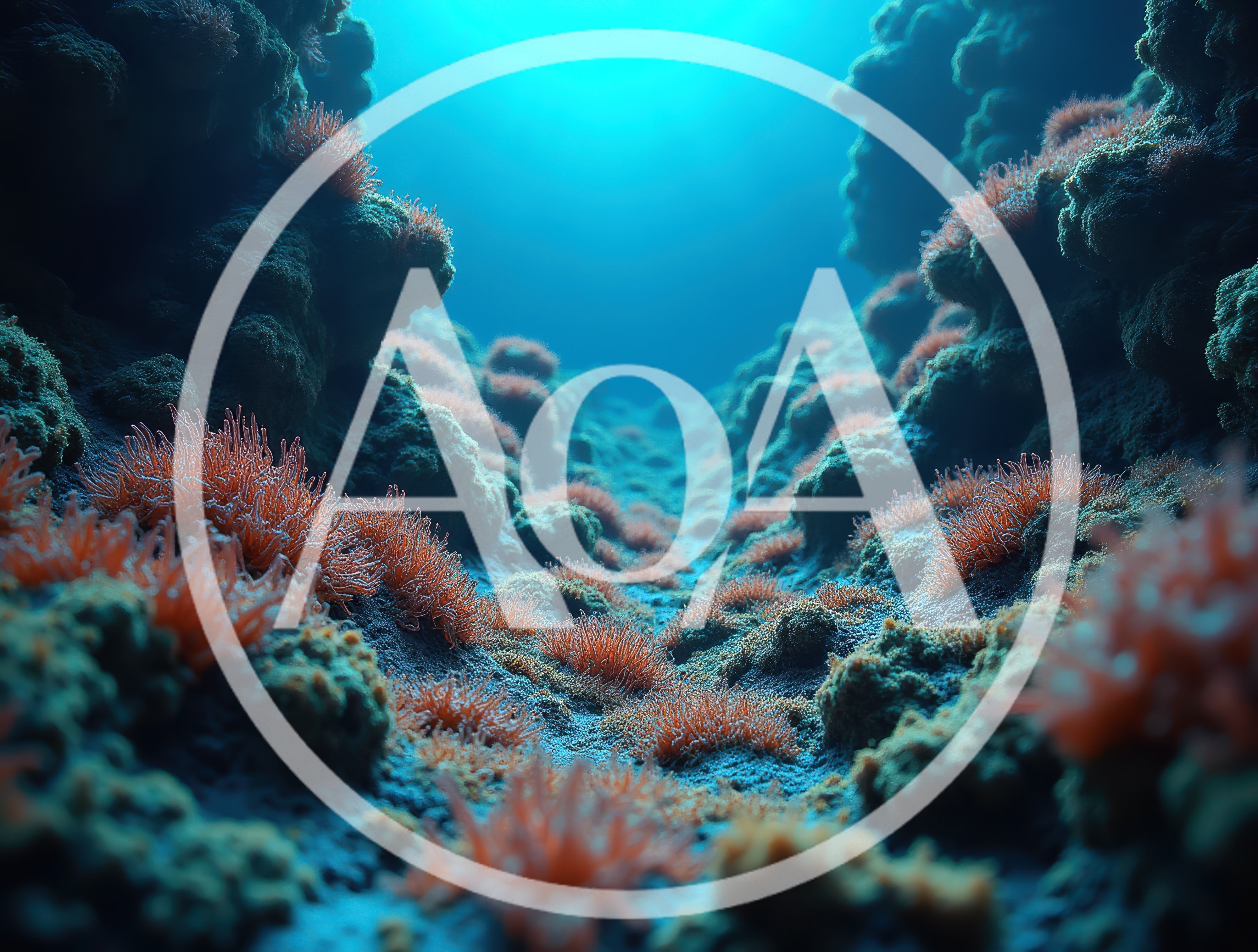 Underwater Coral Reef Trench With Vibrant Sea Anemones