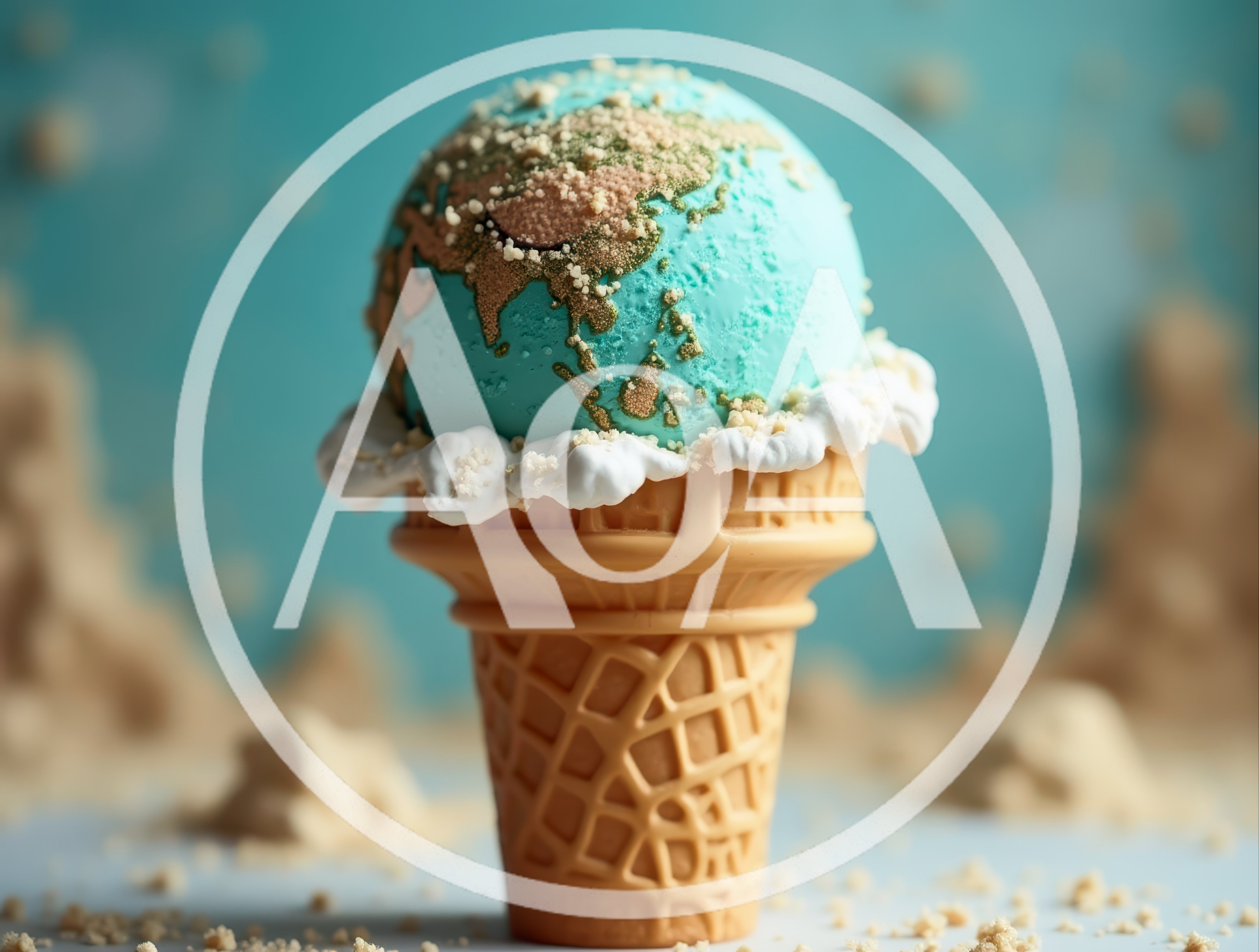 Earth Globe Shaped Ice Cream Scoop In Waffle Cone