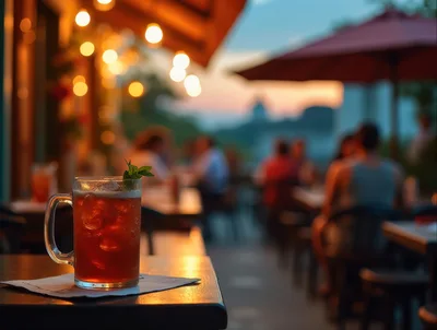 Iced Cocktail Drink on Outdoor Restaurant Patio