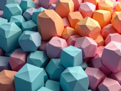 Abstract 3D Geometric Shapes In Pastel Colors