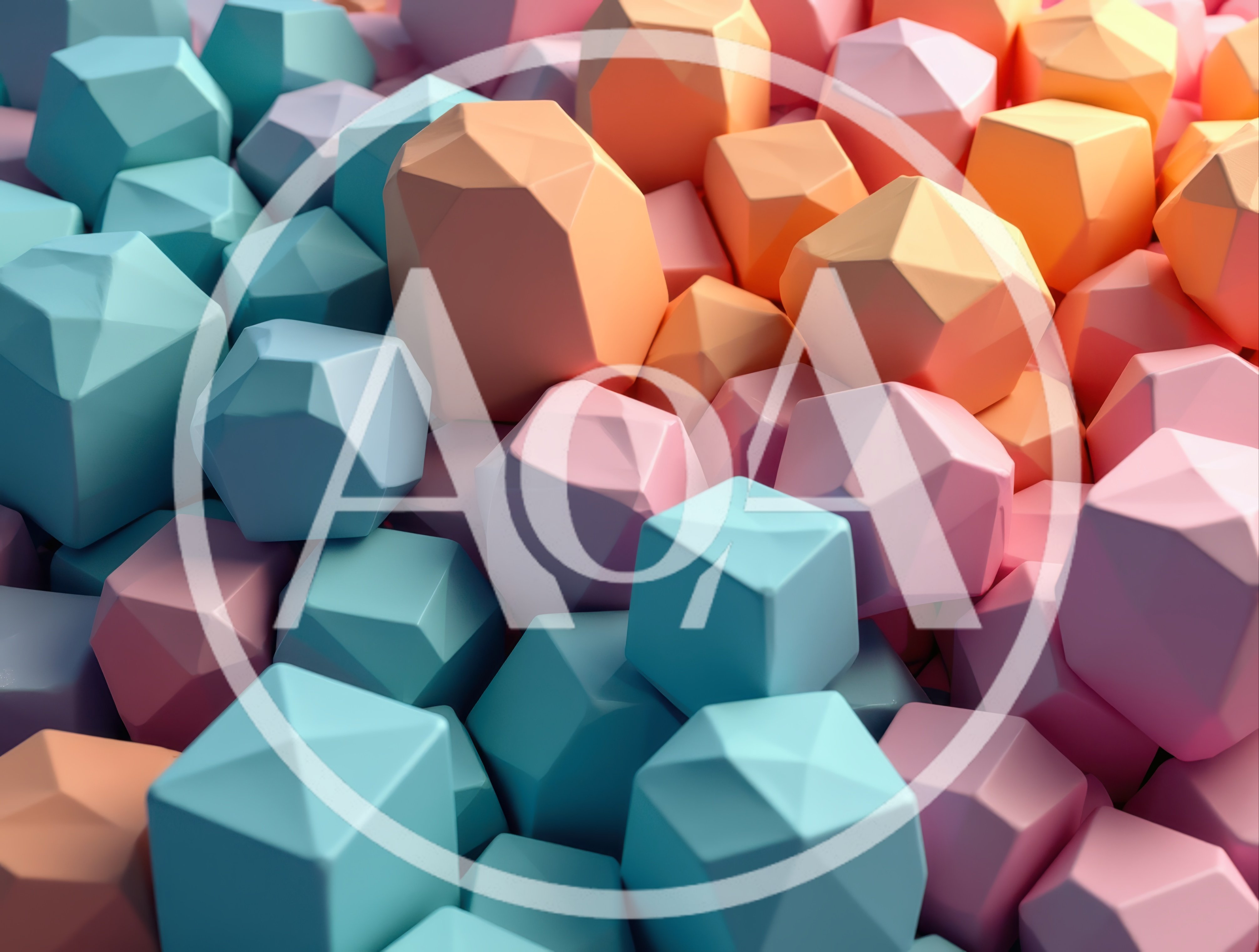 Abstract 3D Geometric Shapes In Pastel Colors