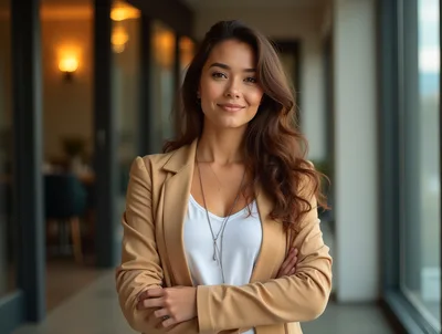 Professional Businesswoman Standing With Arms Crossed In Office