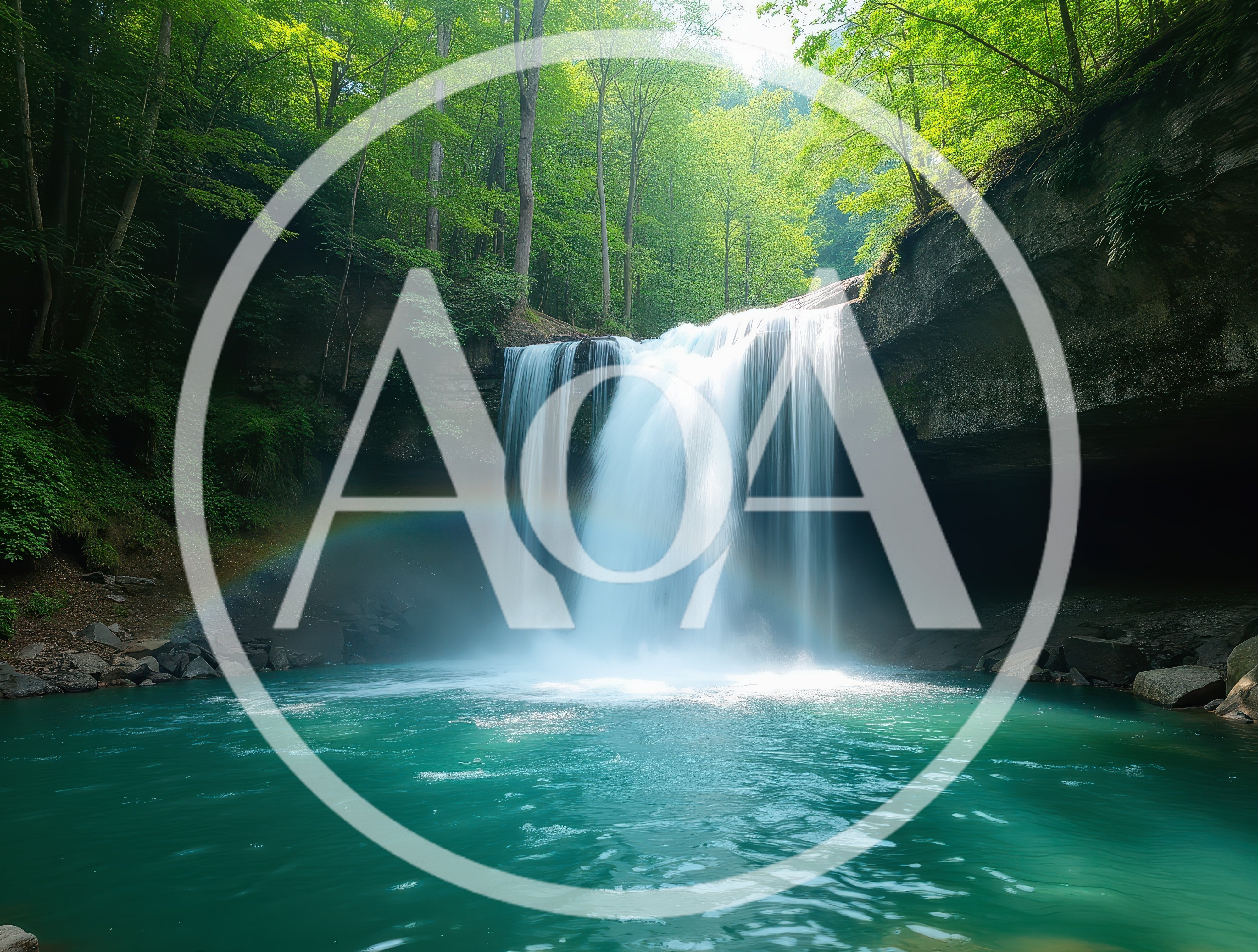 Majestic Waterfall Cascading Into A Turquoise Forest Pool