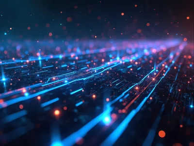 Abstract Digital Data Flow Through Circuit Board