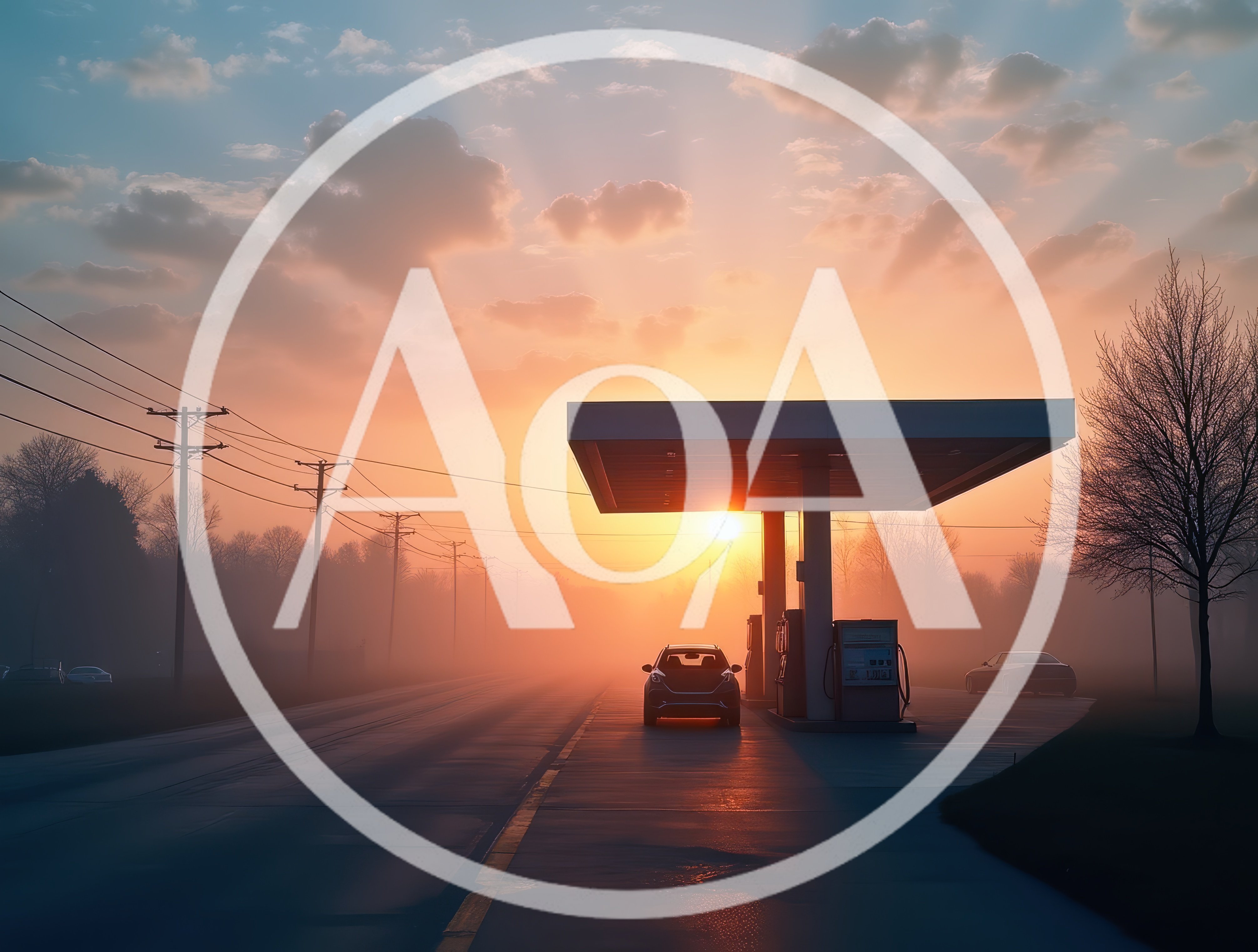 Car Refueling at a Gas Station During Sunrise