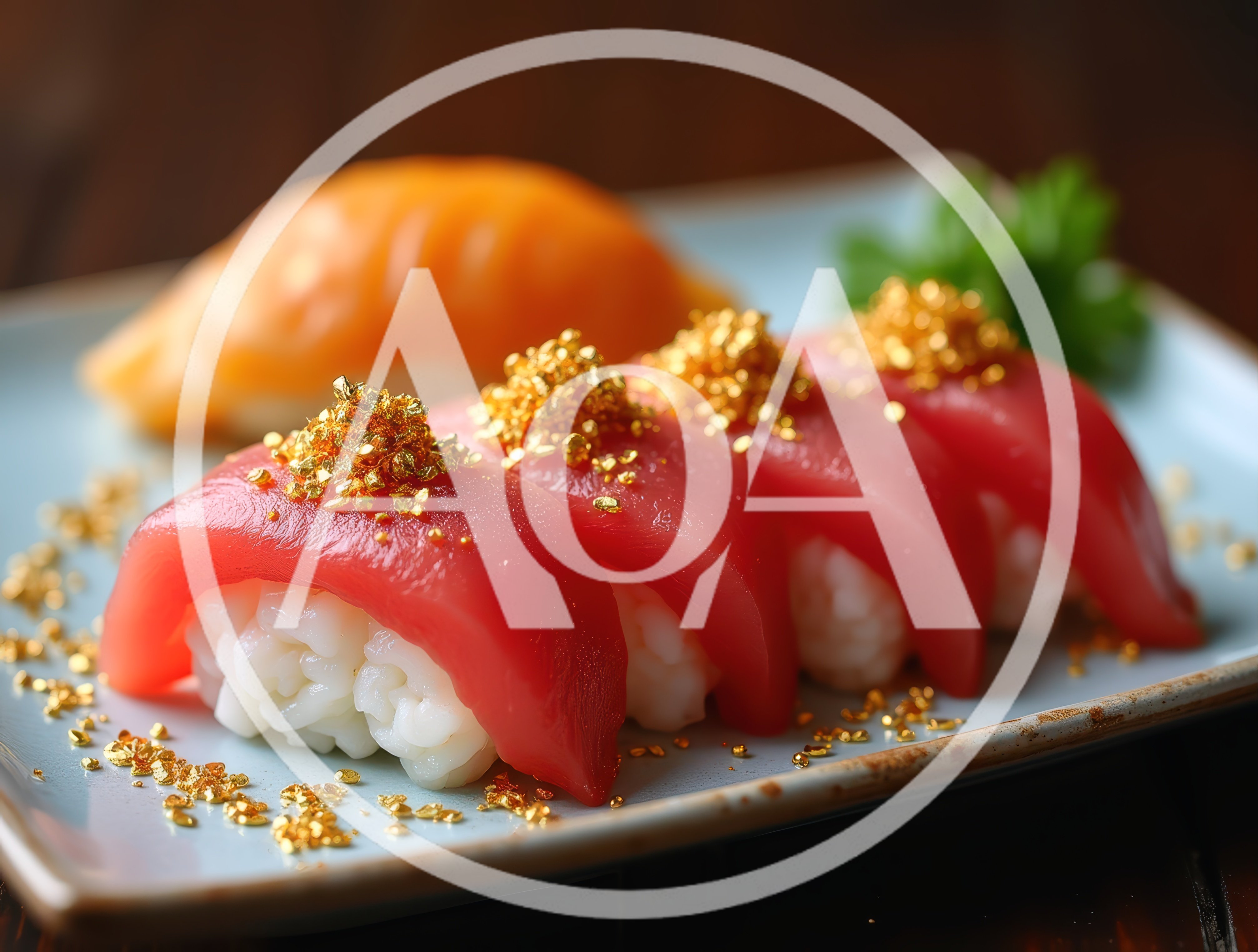Premium Tuna Nigiri Sushi Topped With Edible Gold Flakes