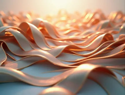 Abstract Golden Wavy Ribbons Background
