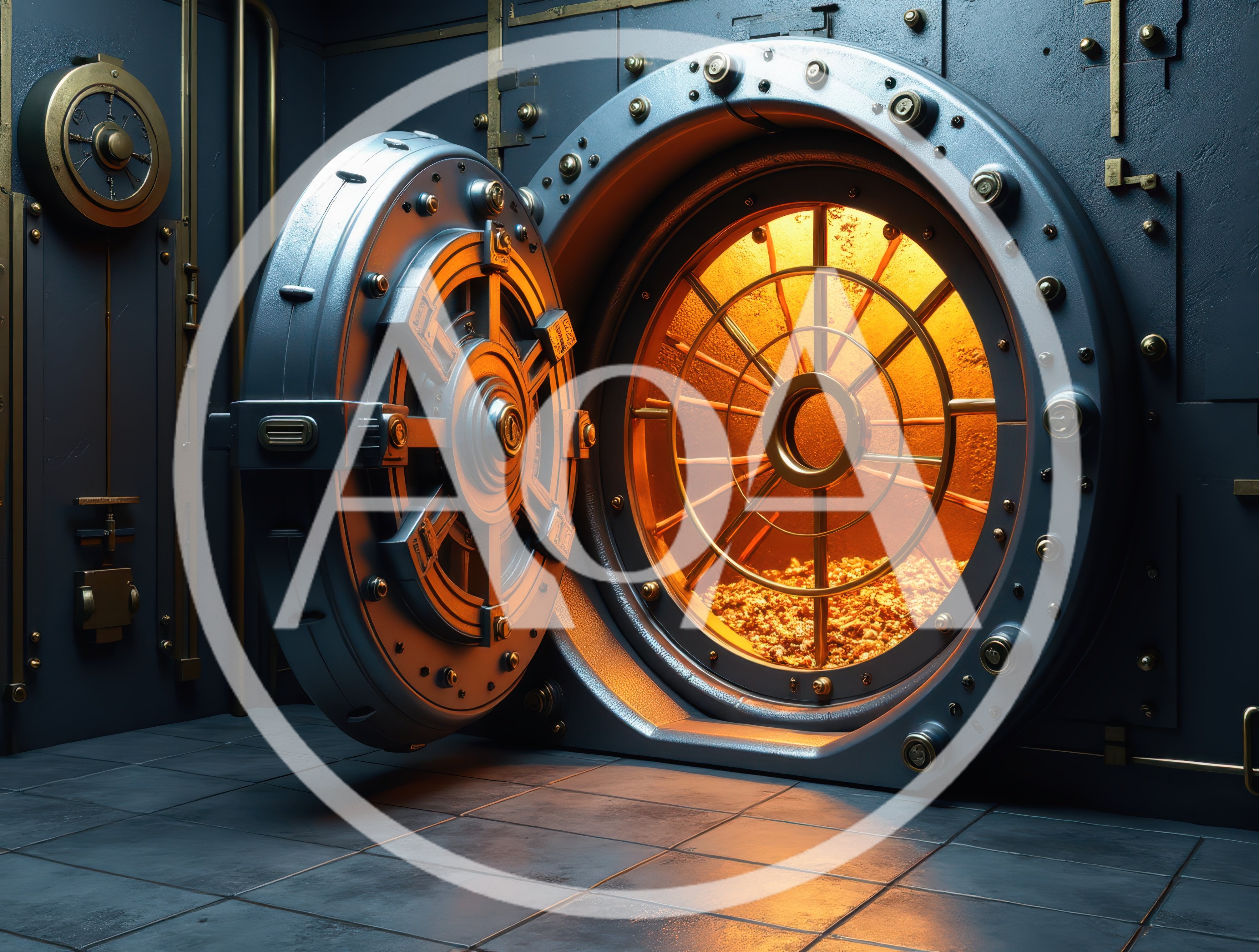 Open Bank Vault Door With Glowing Gold Treasure