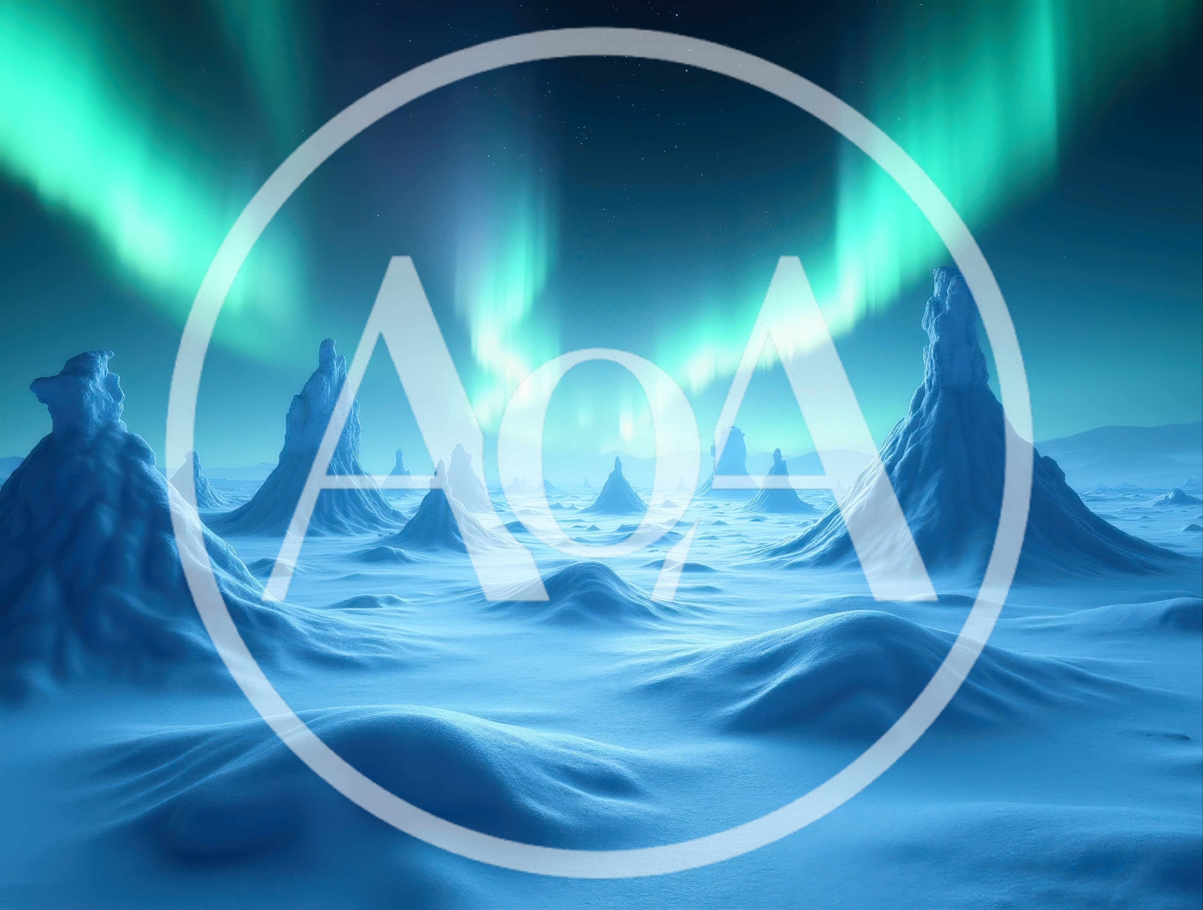 Surreal Arctic Landscape With Aurora Borealis And Ice Spires
