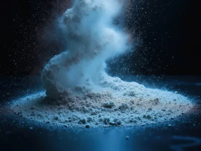 Blue Powder Explosion Against Dark Background