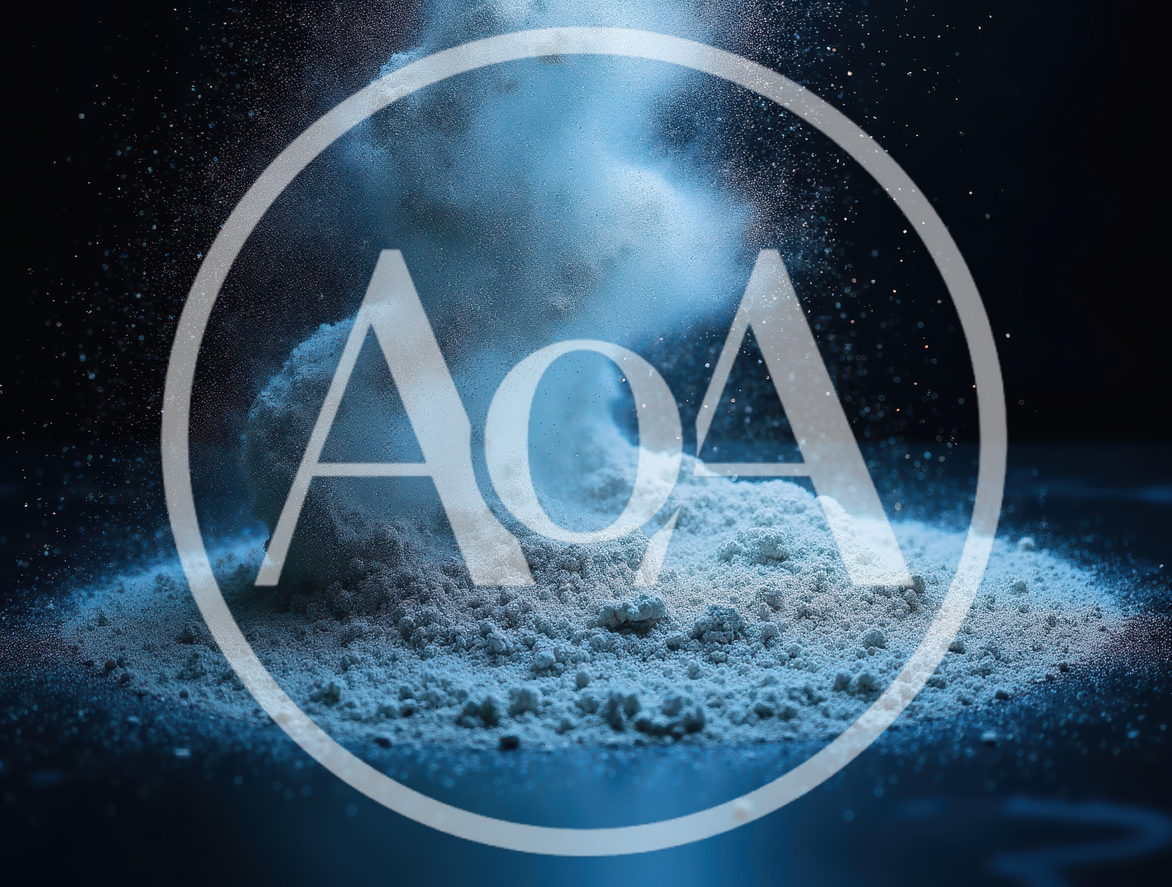 Blue Powder Explosion Against Dark Background