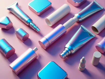 Cosmetic Product Packaging Set on Pink Background