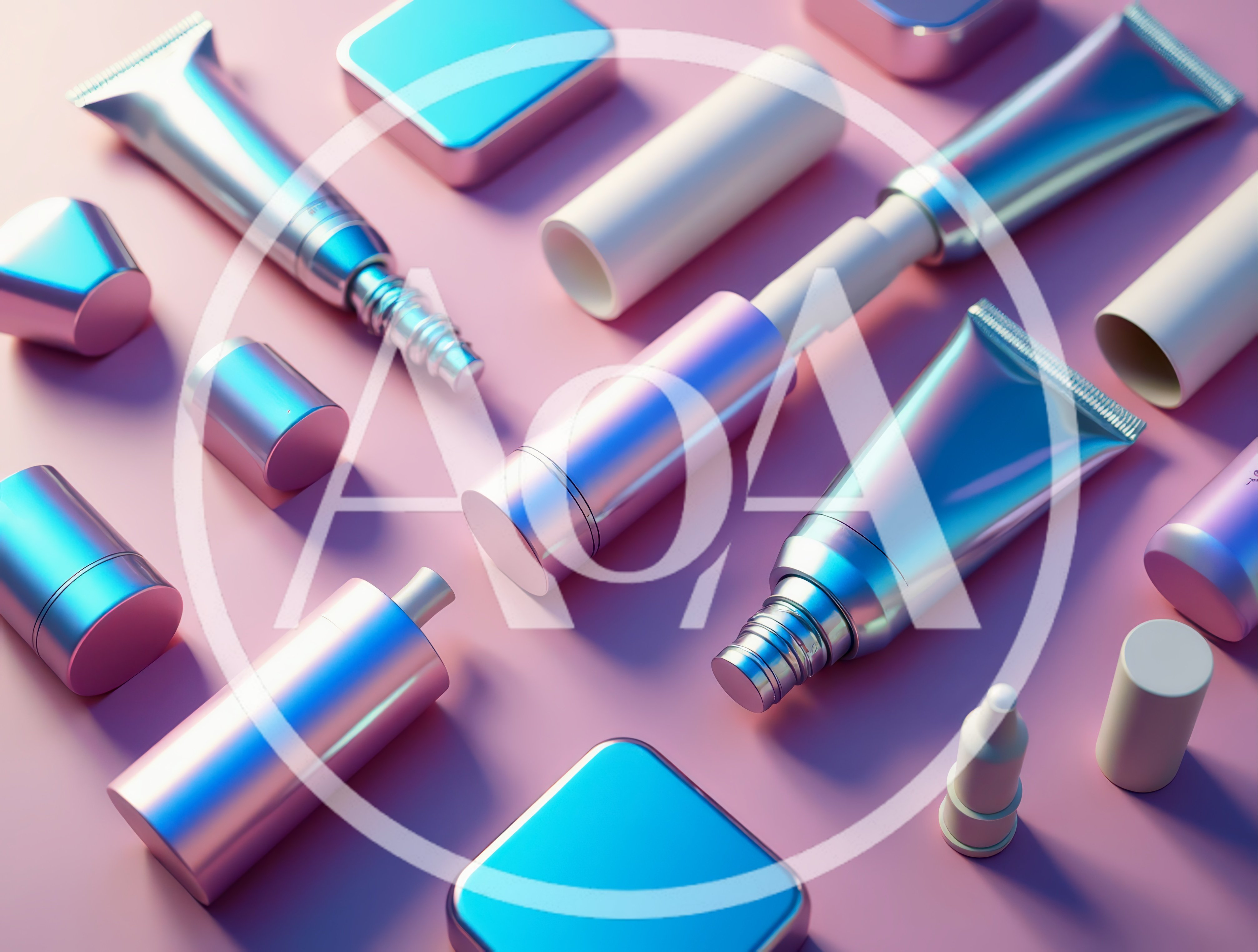 Cosmetic Product Packaging Set on Pink Background