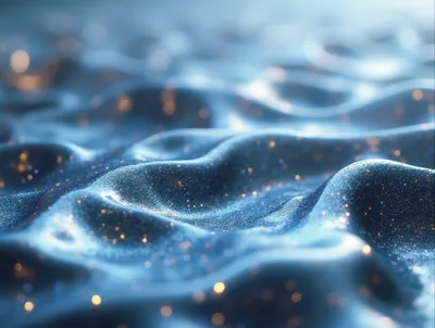 Abstract Blue Wavy Fabric With Glittering Particles